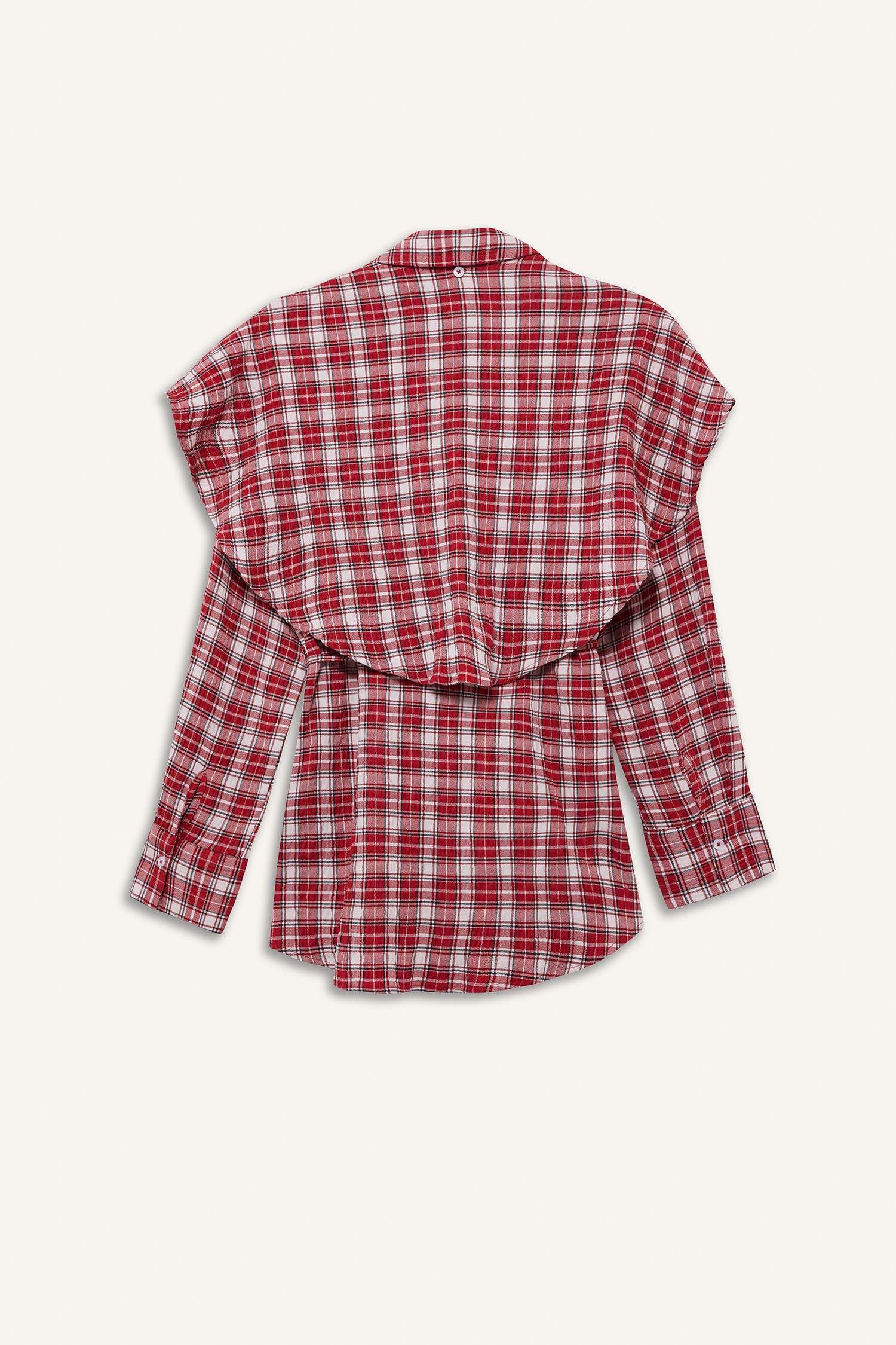 قميص كاروهات منسوج ردن طويل قصة عادية