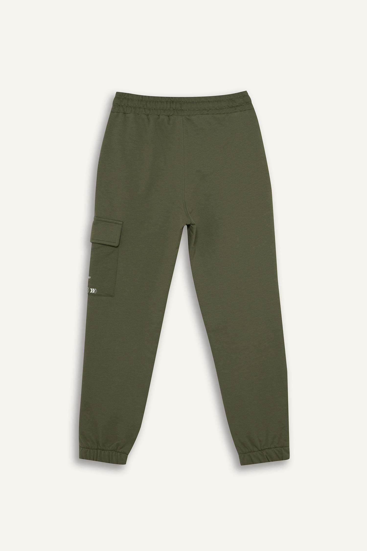 Regular Fıt Slogan Baskılı Sweatshirt Kumaşı Pantolon Erkek Çocuk