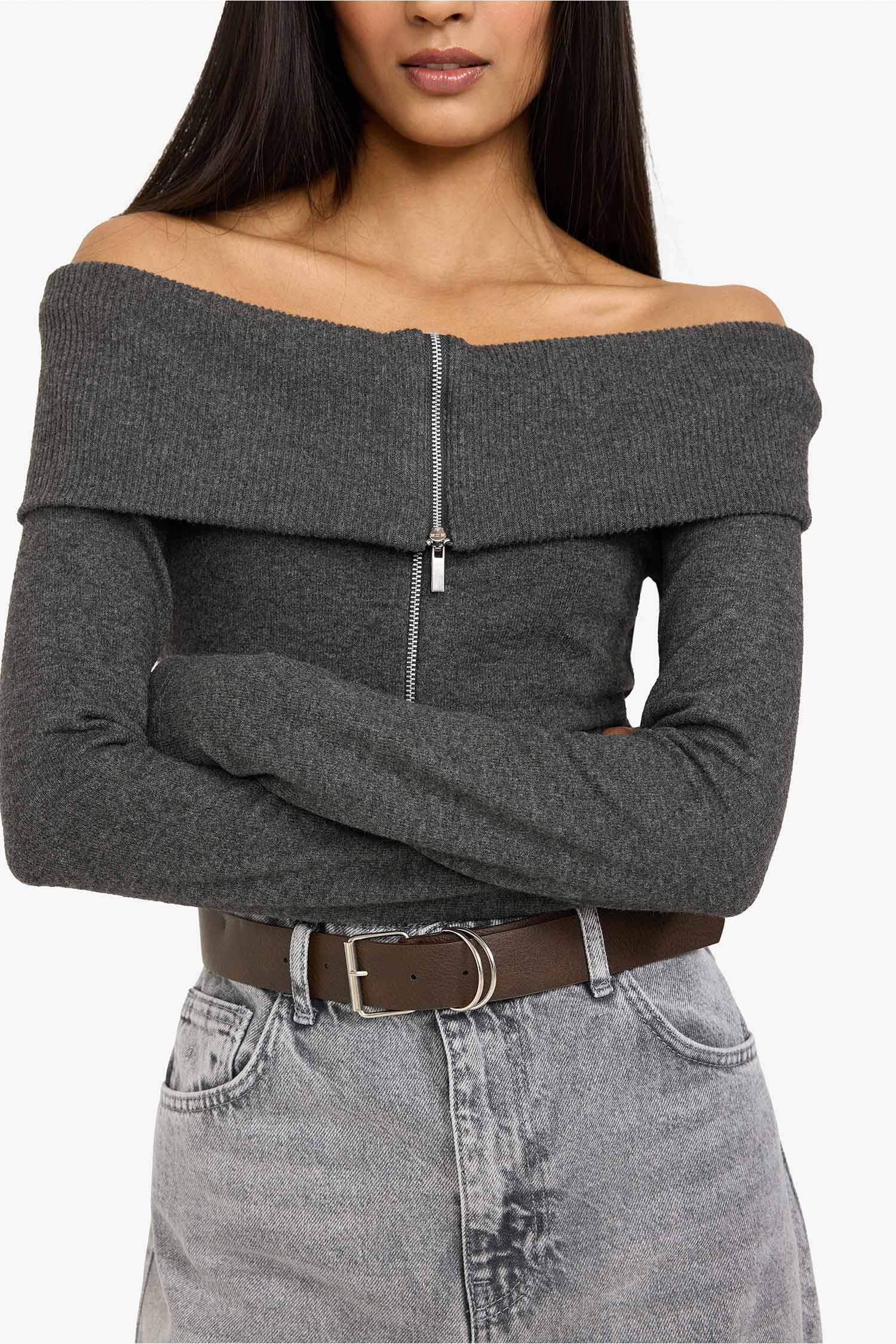 Fitted Omzu Açık Hırka