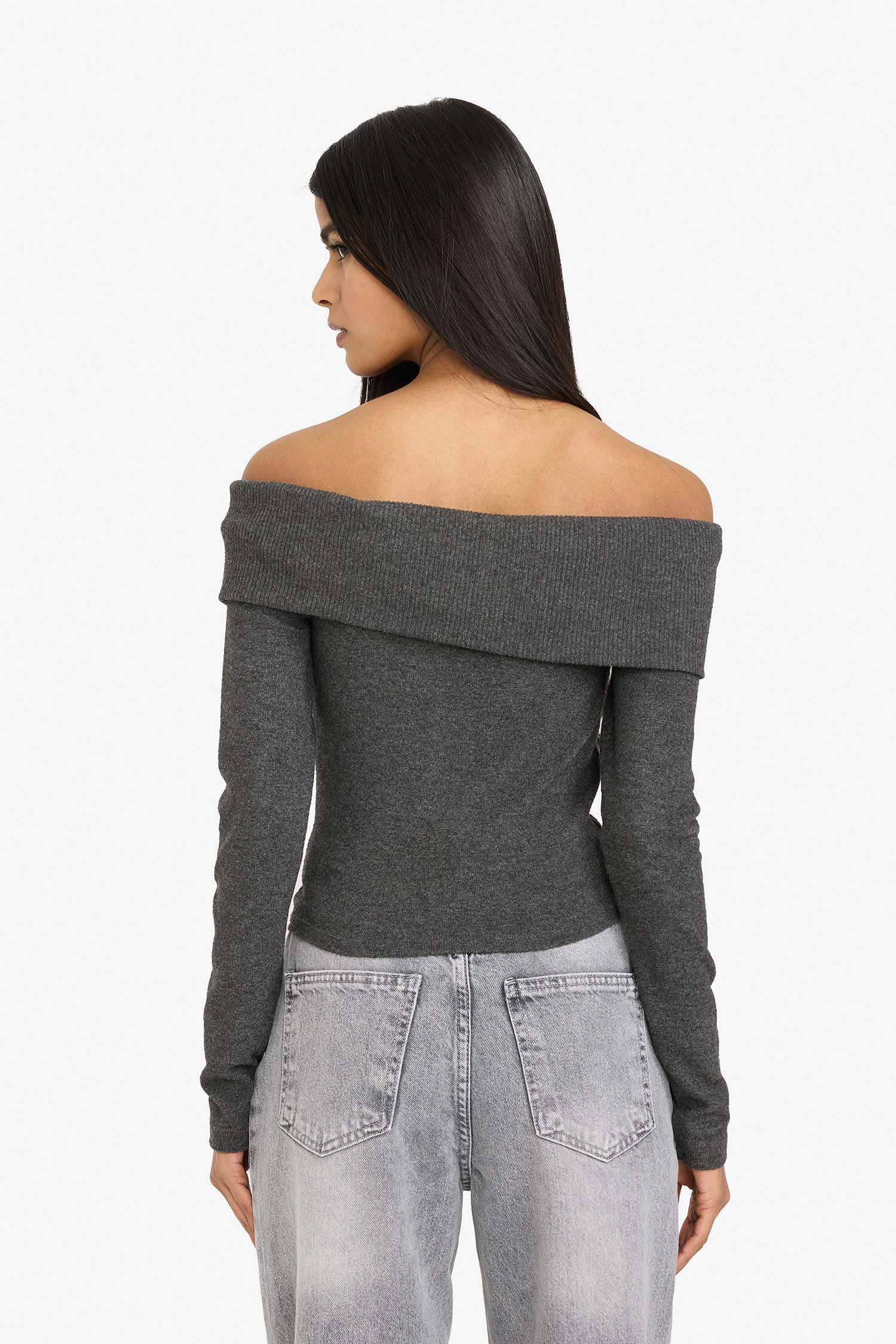 Fitted Omzu Açık Hırka