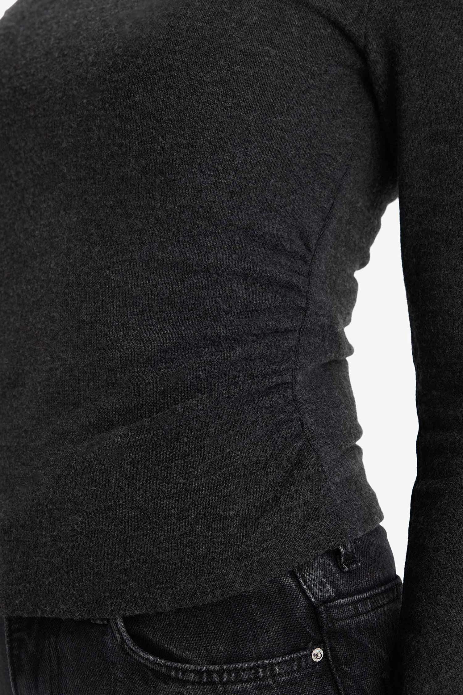 Fitted Bisiklet Yaka Uzun Kollu Tişört