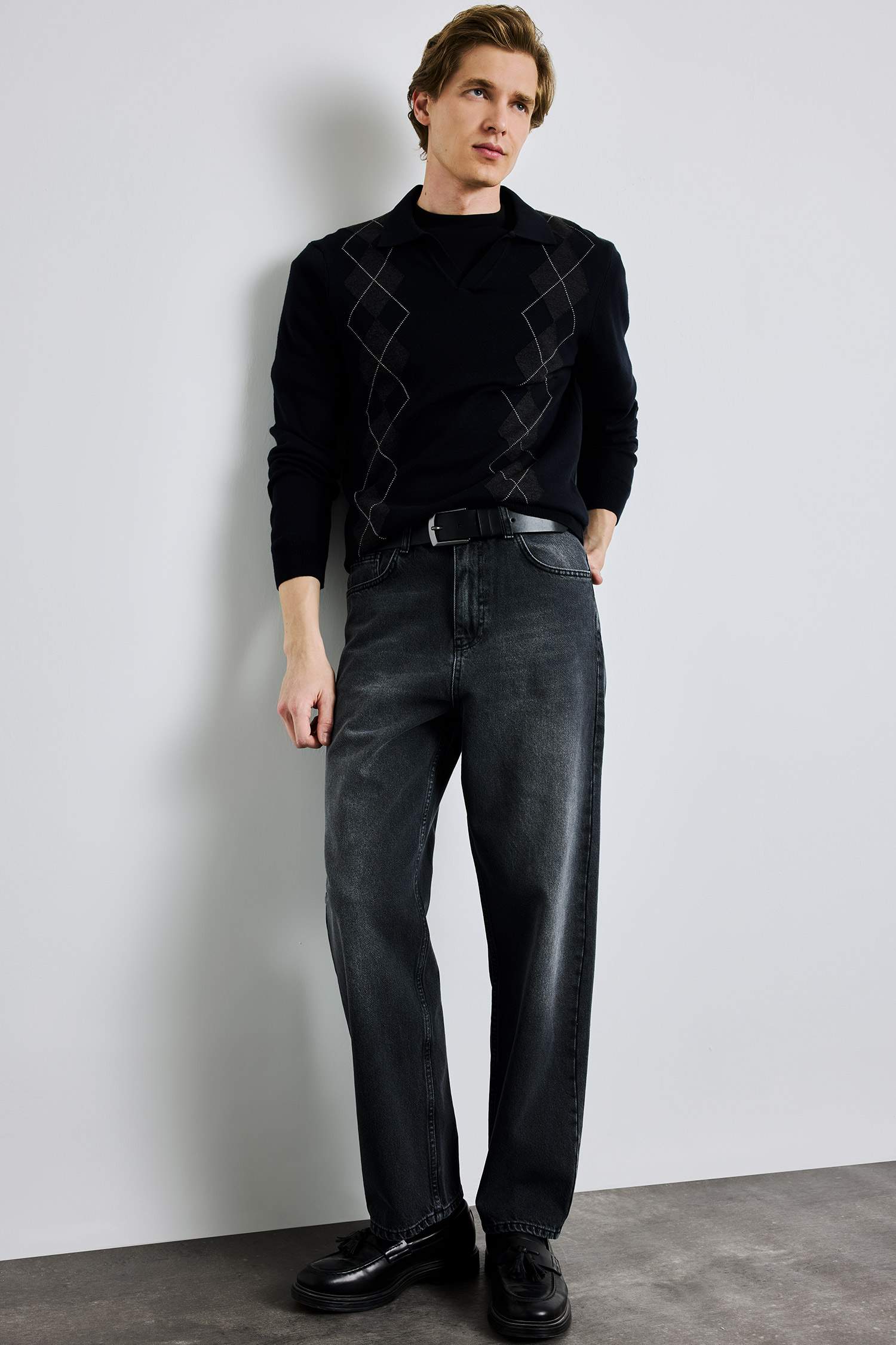 Baggy Fit Düz Paça Jean Pantolon