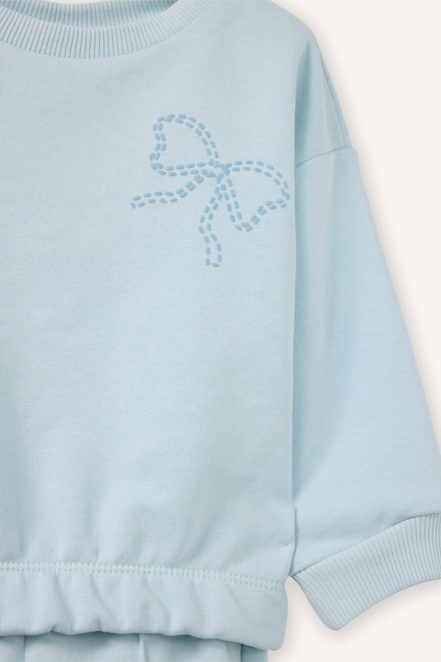 Kız Bebek Aplike 2'li Takım Sweatshirt Eşofman Altı