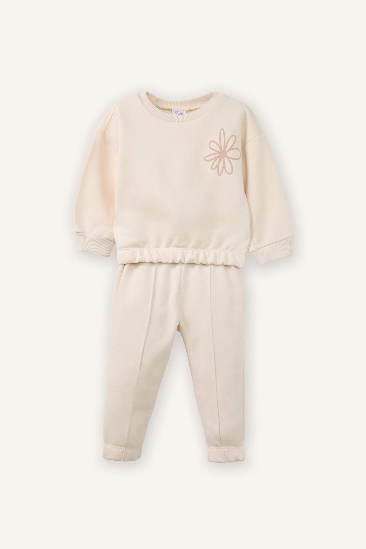 Kız Bebek Aplike 2'li Takım Sweatshirt Eşofman Altı