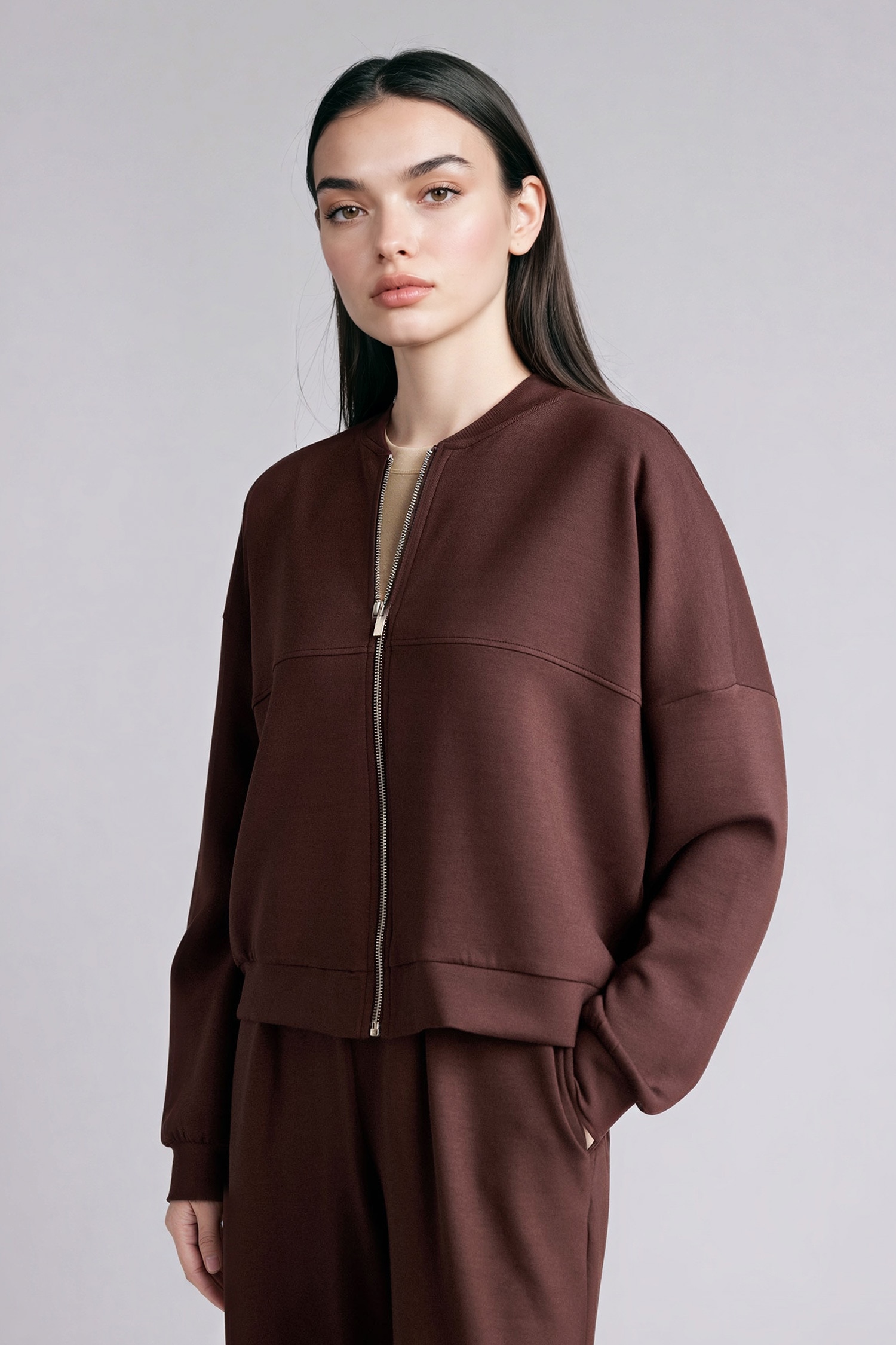 DeFacto Relax Fit Fermuarlı Basic Hırka Sweatshirt görsel 3