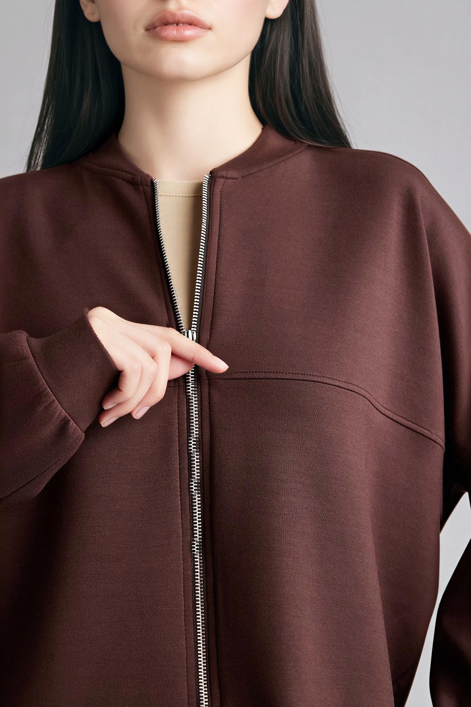 DeFacto Relax Fit Fermuarlı Basic Hırka Sweatshirt görsel 4