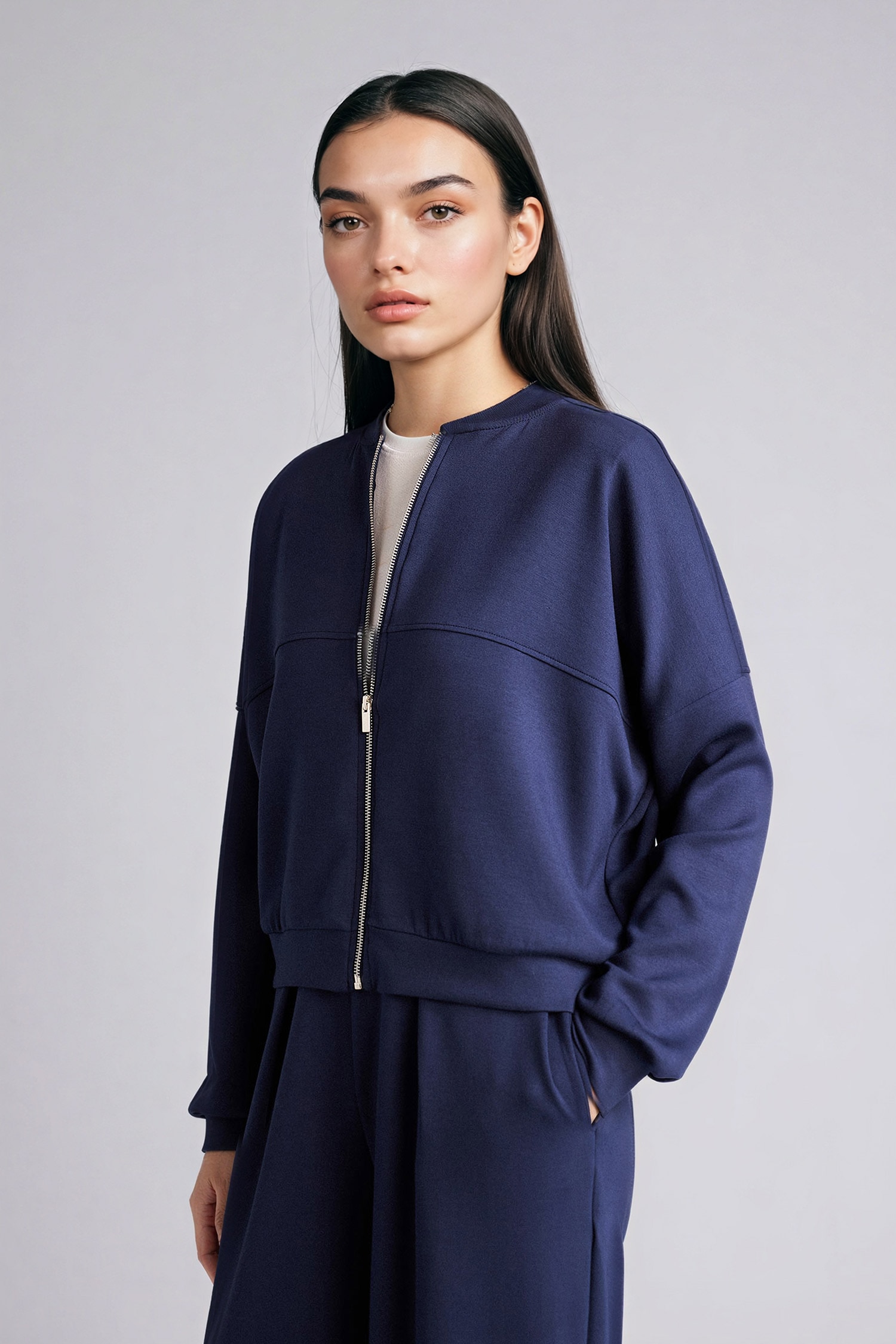 DeFacto Relax Fit Fermuarlı Basic Hırka Sweatshirt görsel 3