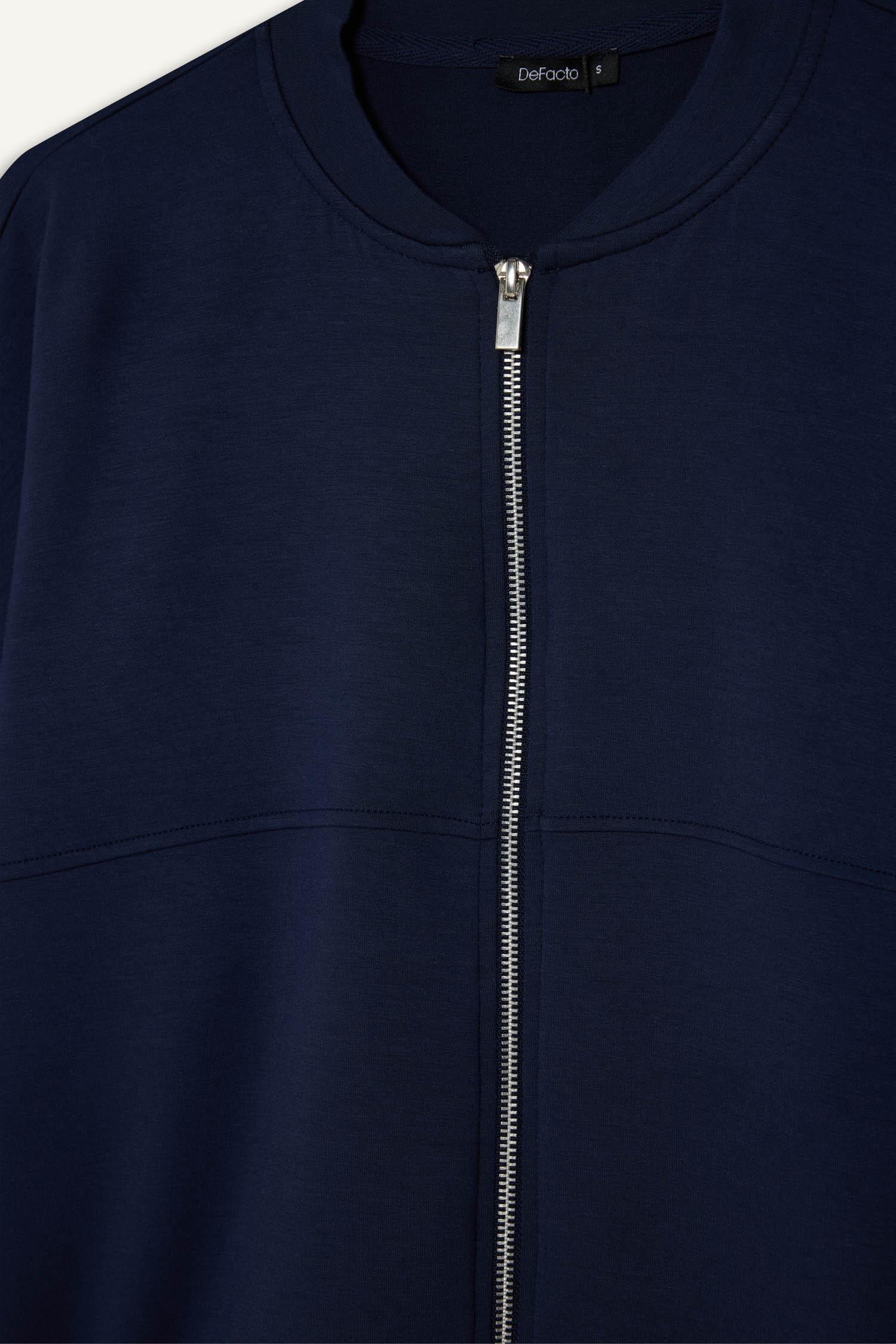 DeFacto Relax Fit Fermuarlı Basic Hırka Sweatshirt görsel 7