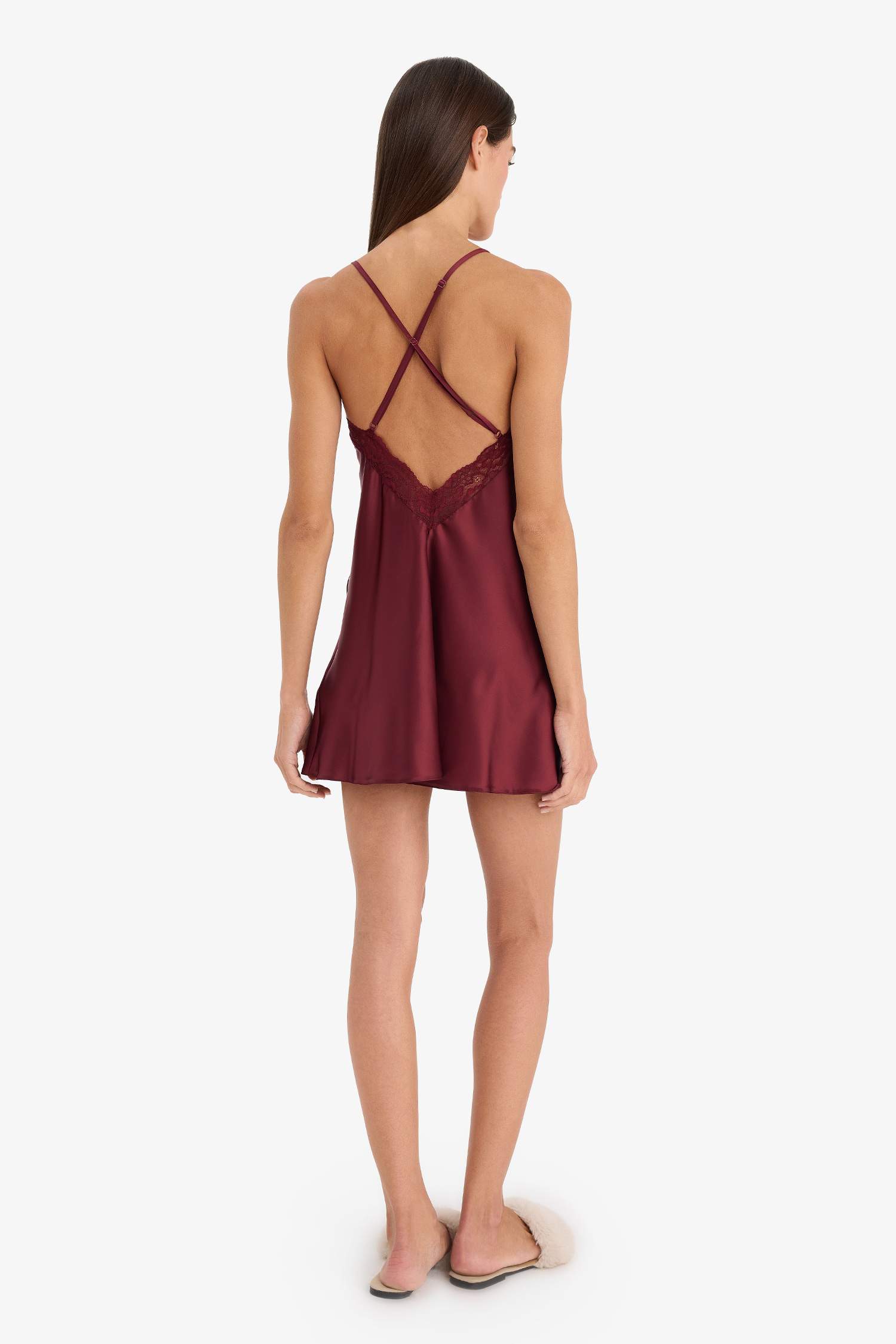 قميص نوم ستان قصة عادية بياخة V