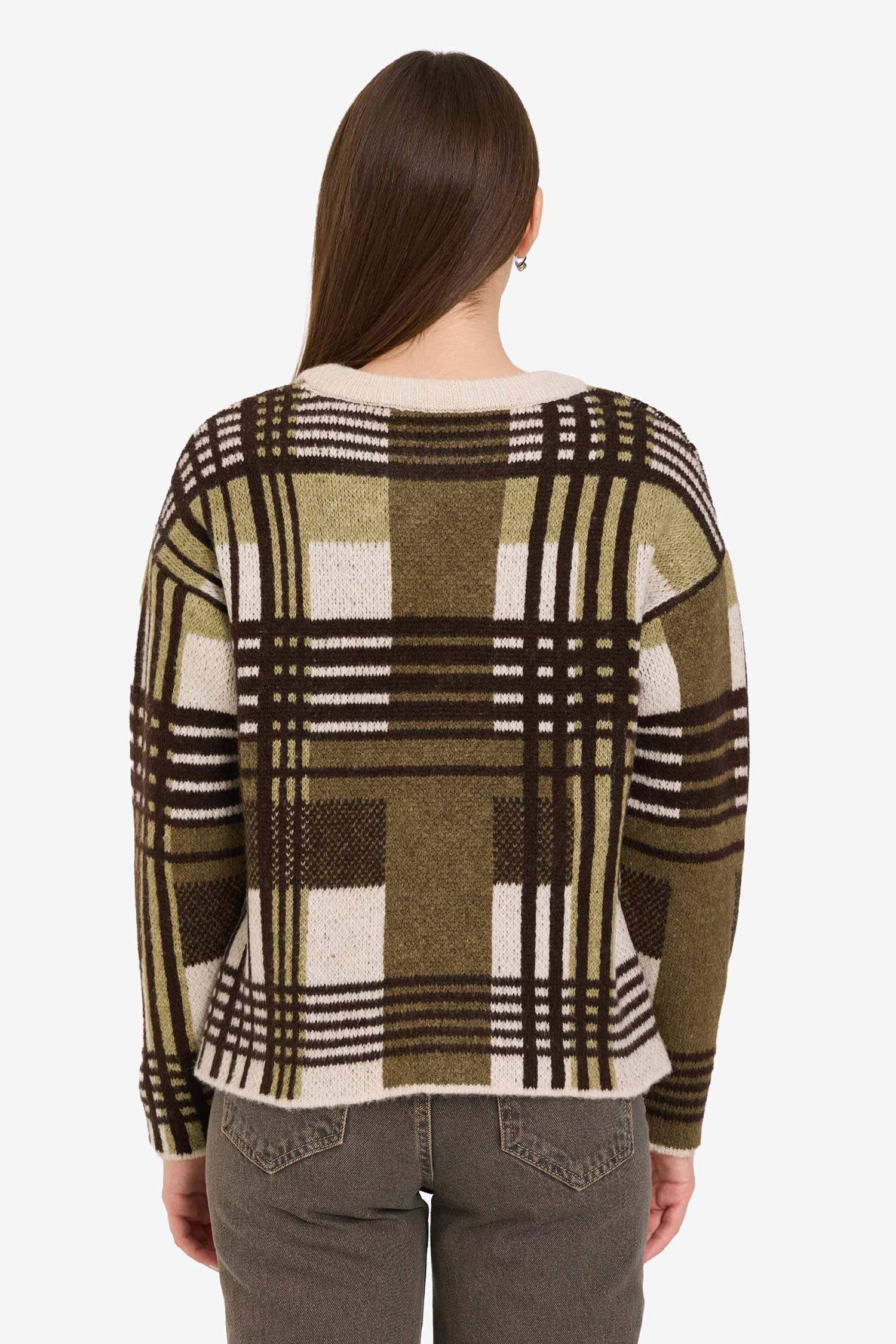 Regular Fit Bisiklet Yaka Desenli Kazak