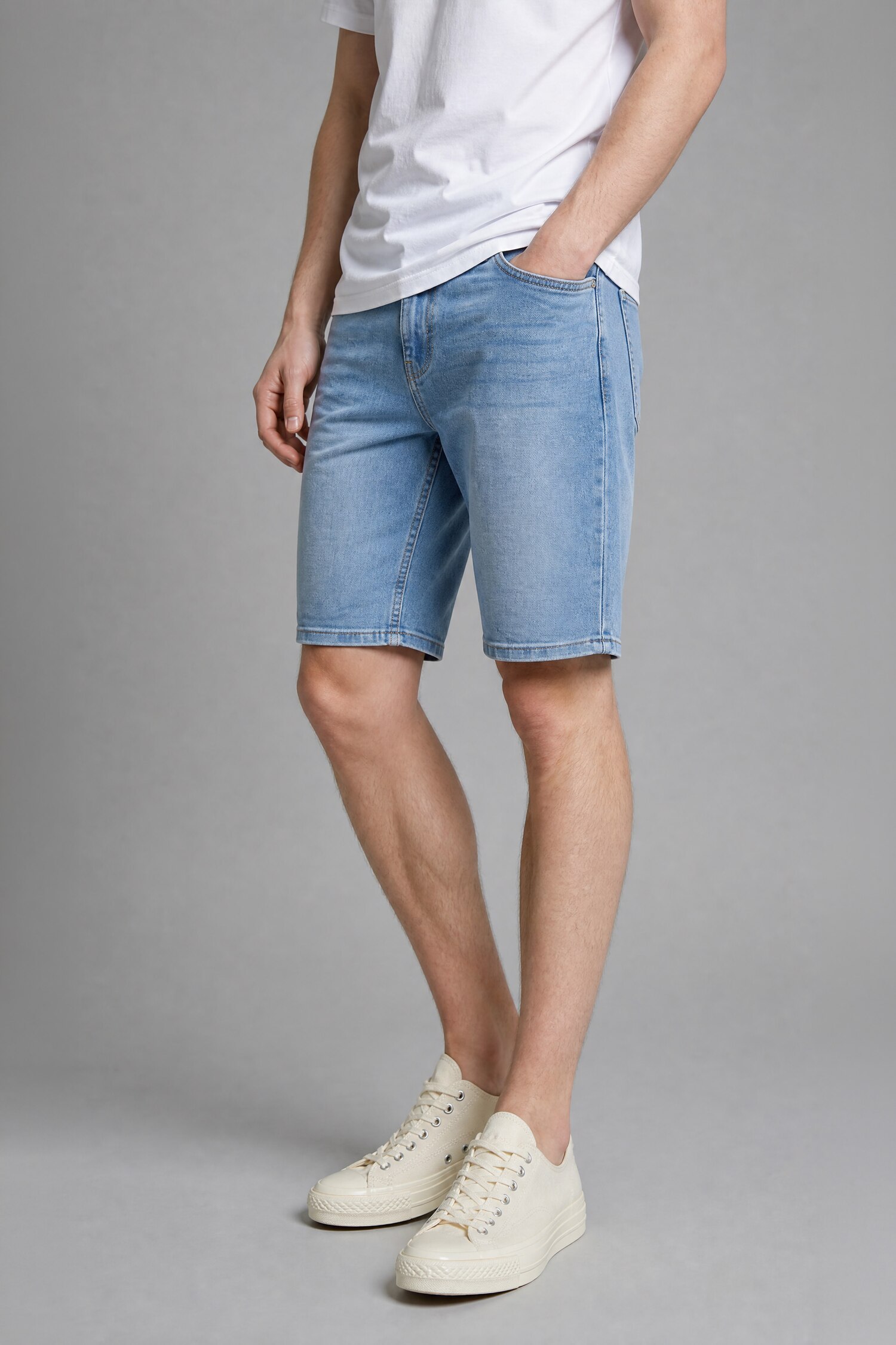 DeFacto Regular Fit Pamuklu Jean Bermuda Şort görsel 4