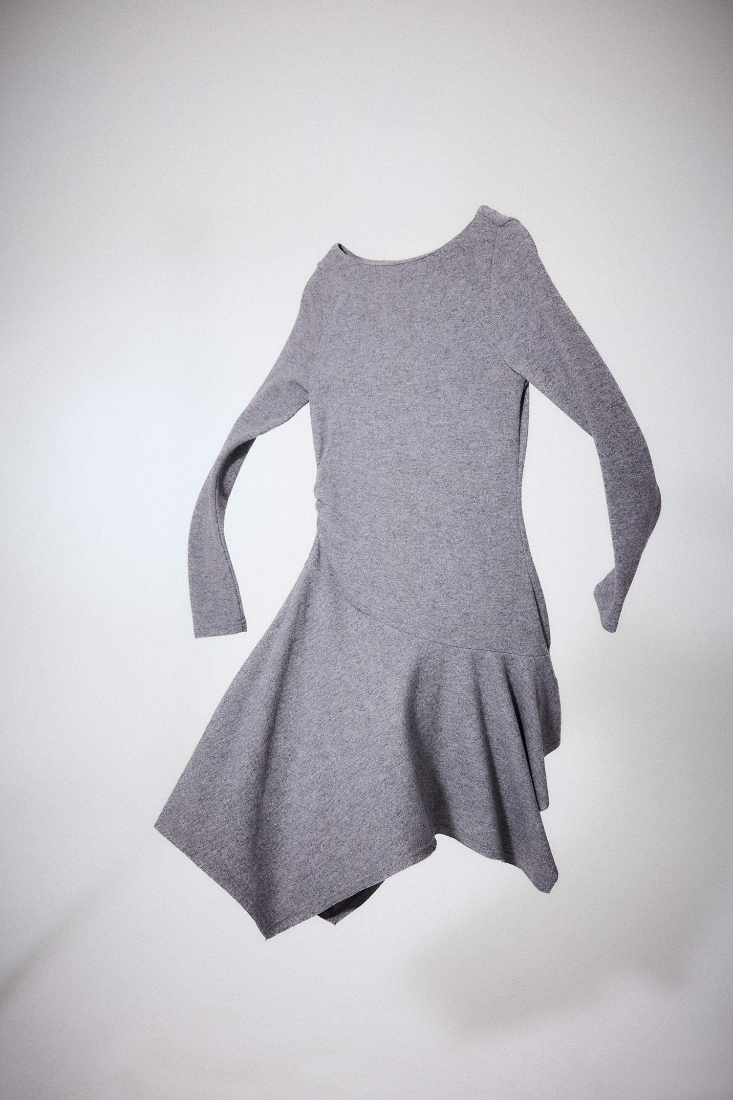 Bisiklet Yaka Uzun Kollu Midi Elbise