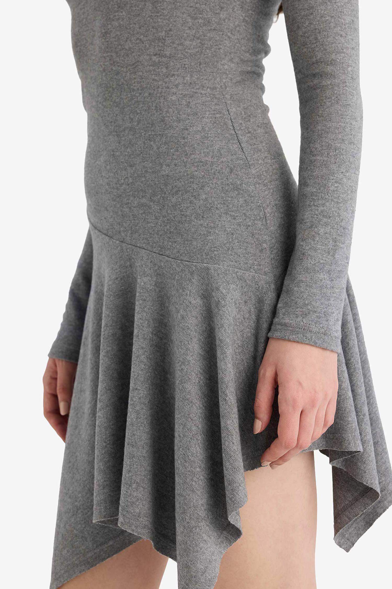 Crew Neck Long Sleeve Mini Dress