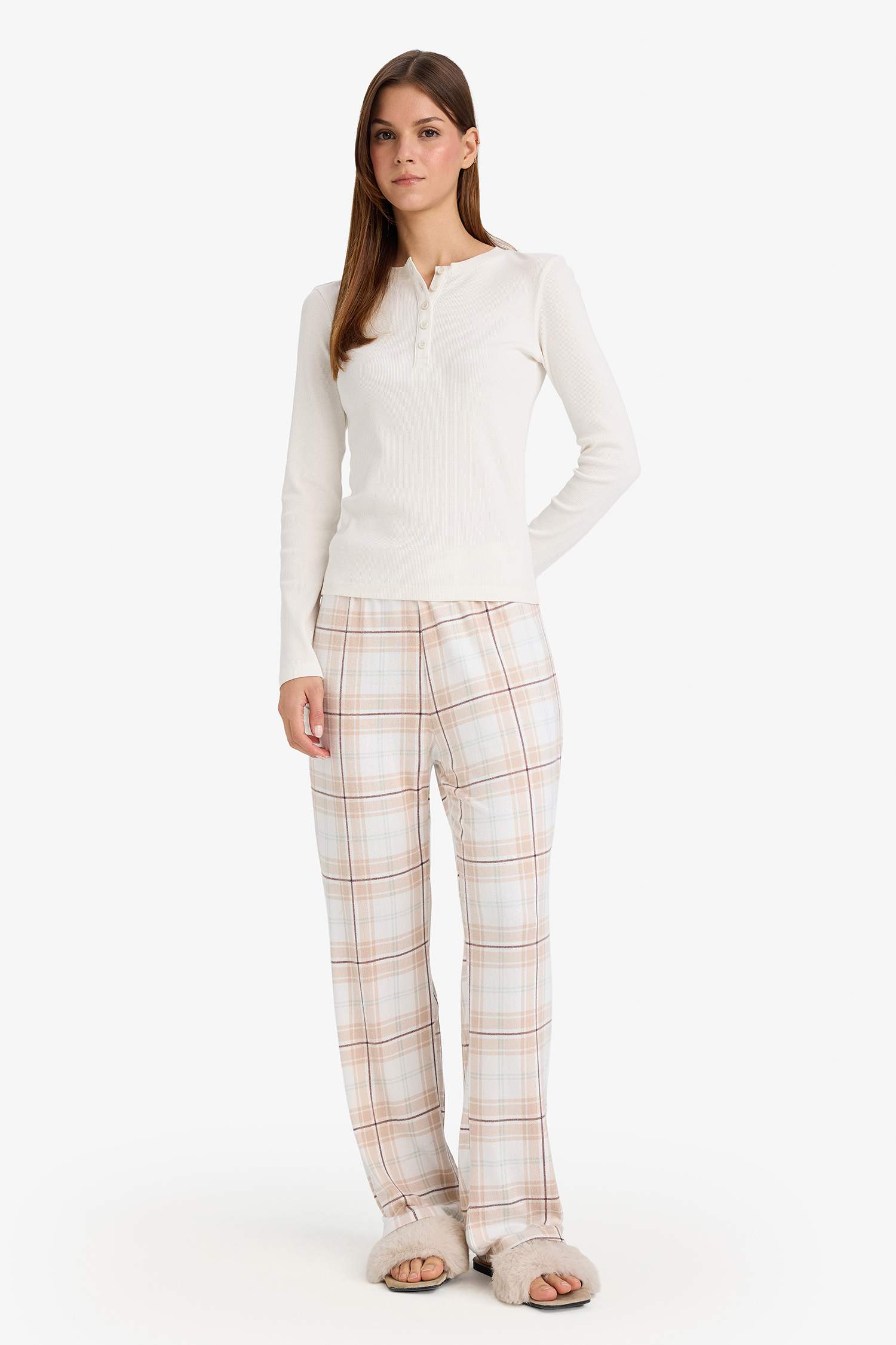 Regular Fit Kareli Pijama Altı