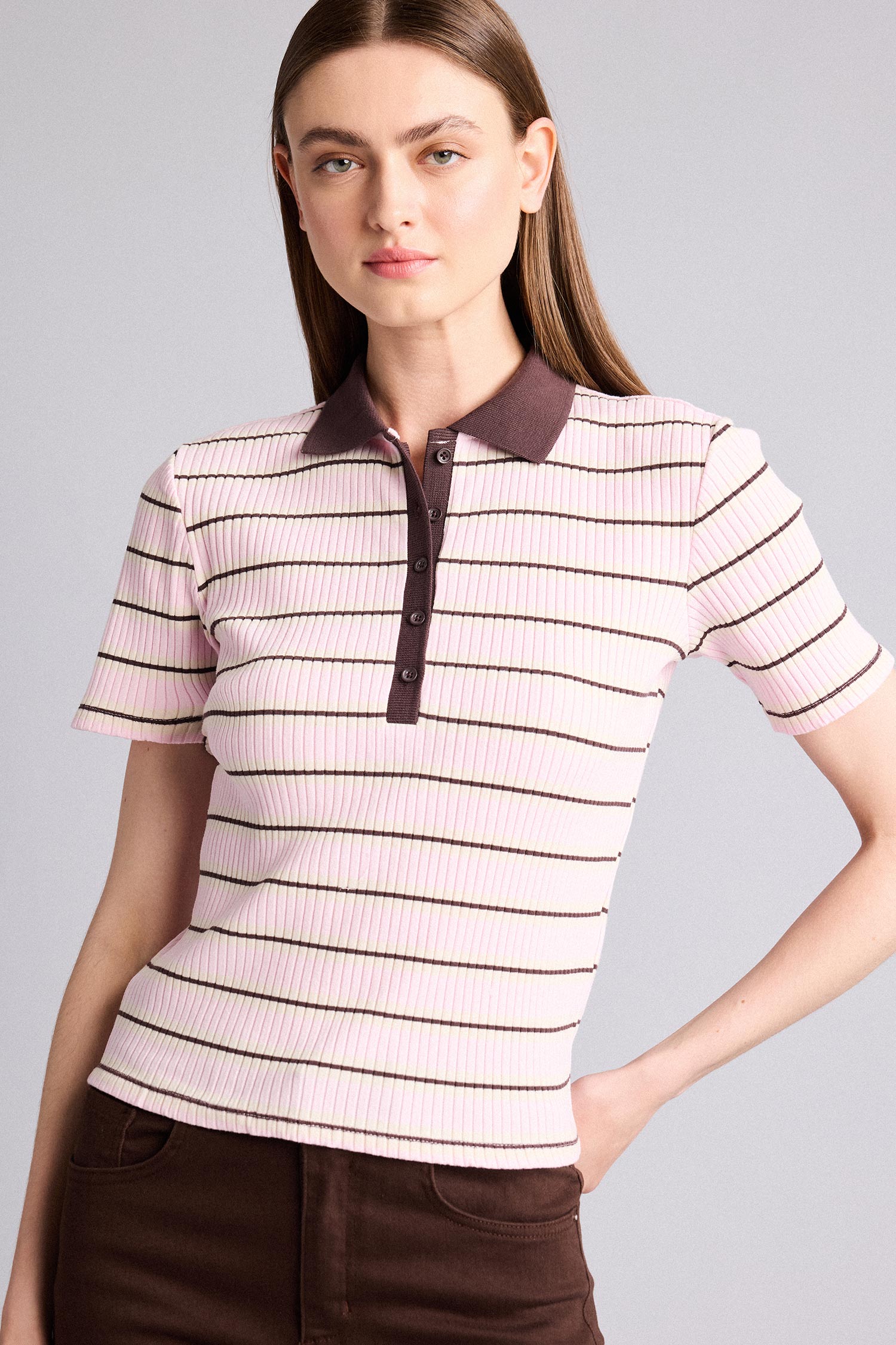 DeFacto Slim Fit Çizgili Polo Tişört