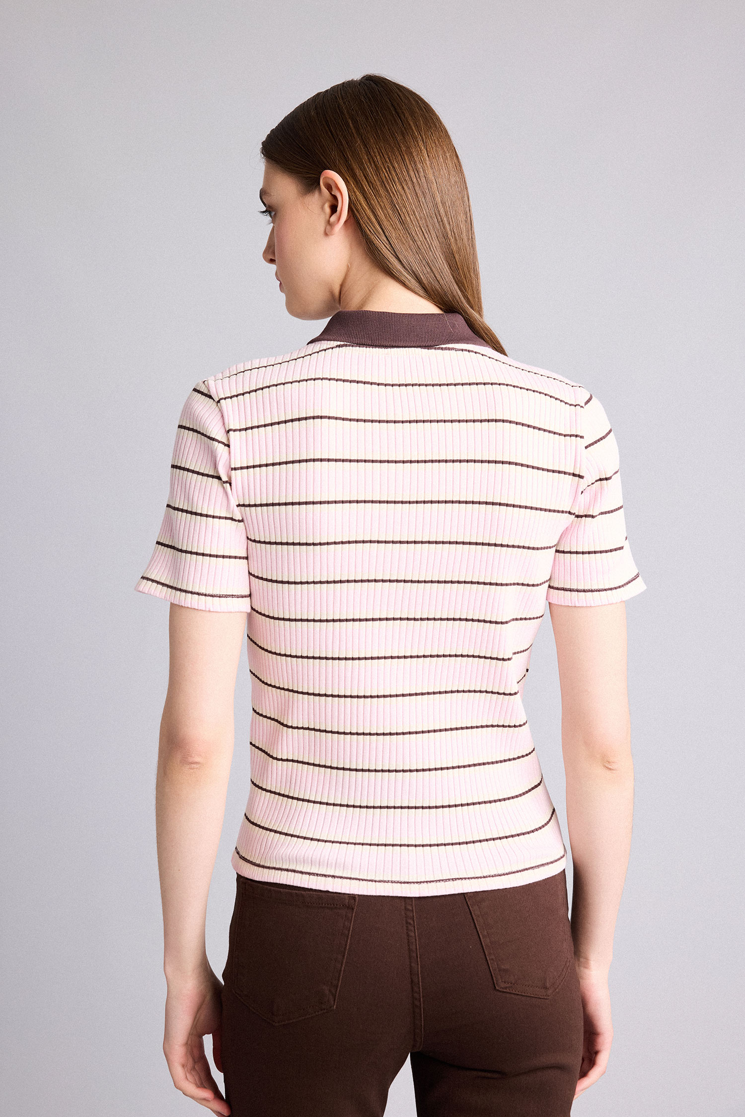 DeFacto Slim Fit Çizgili Polo Tişört görsel 5