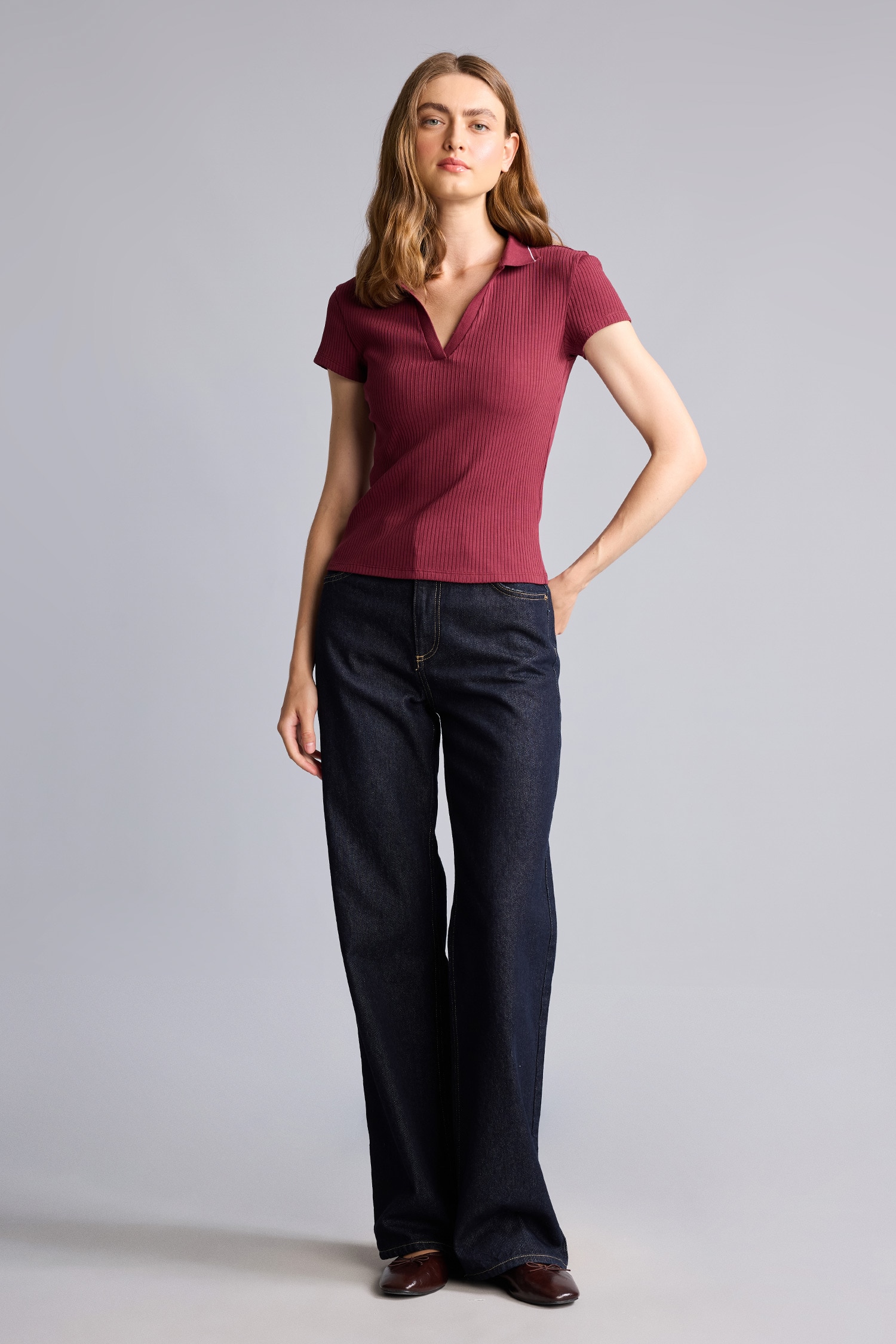 DeFacto Fitilli Basic Polo Tişört görsel 2
