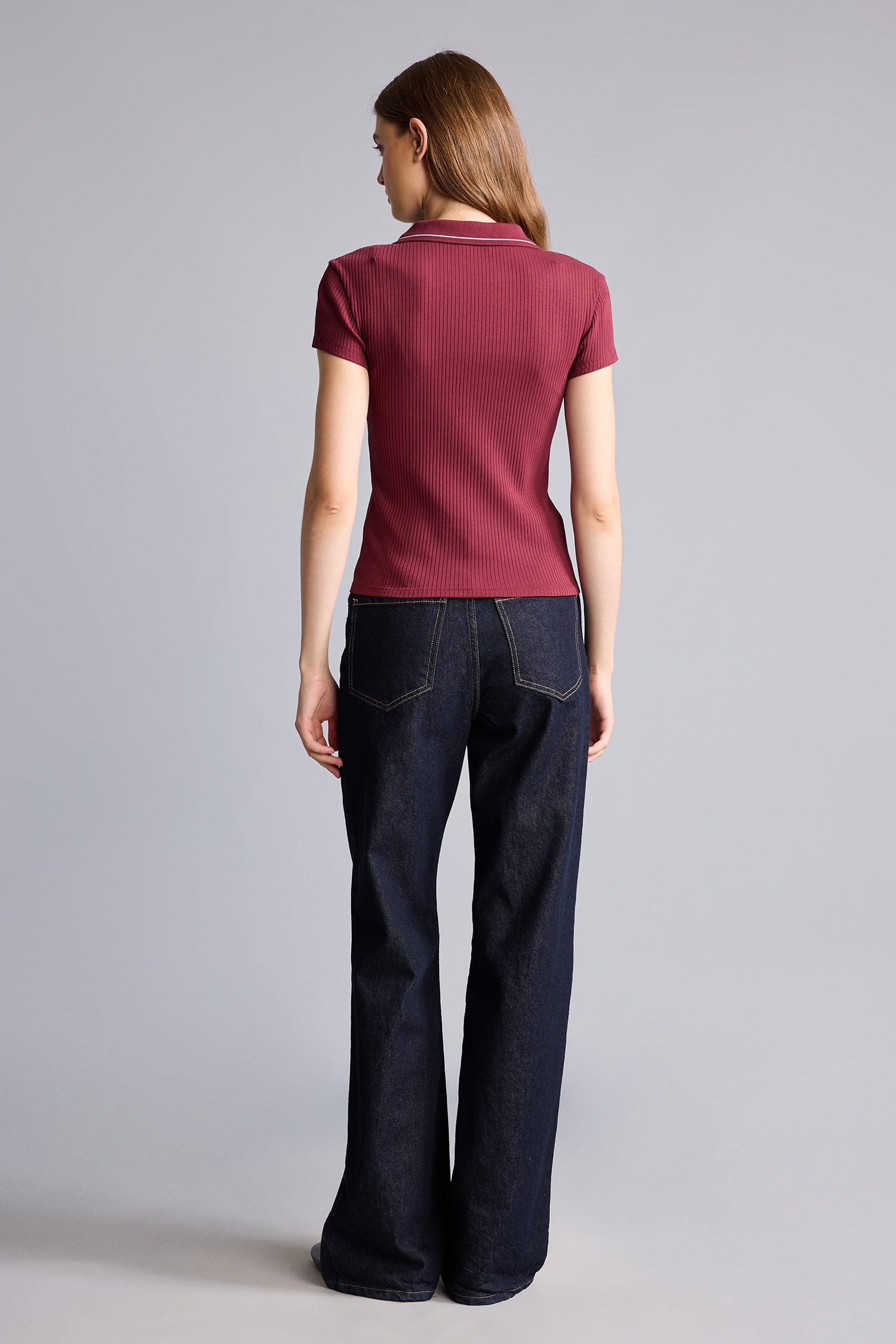DeFacto Fitilli Basic Polo Tişört görsel 5