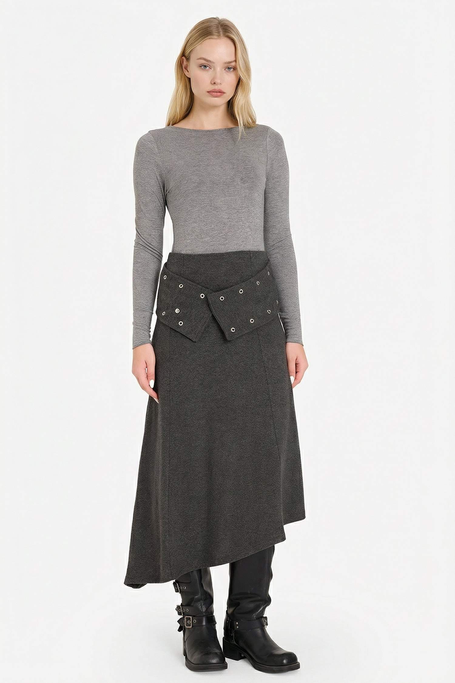 تنورة ميدي بقصة A وخصر عادي