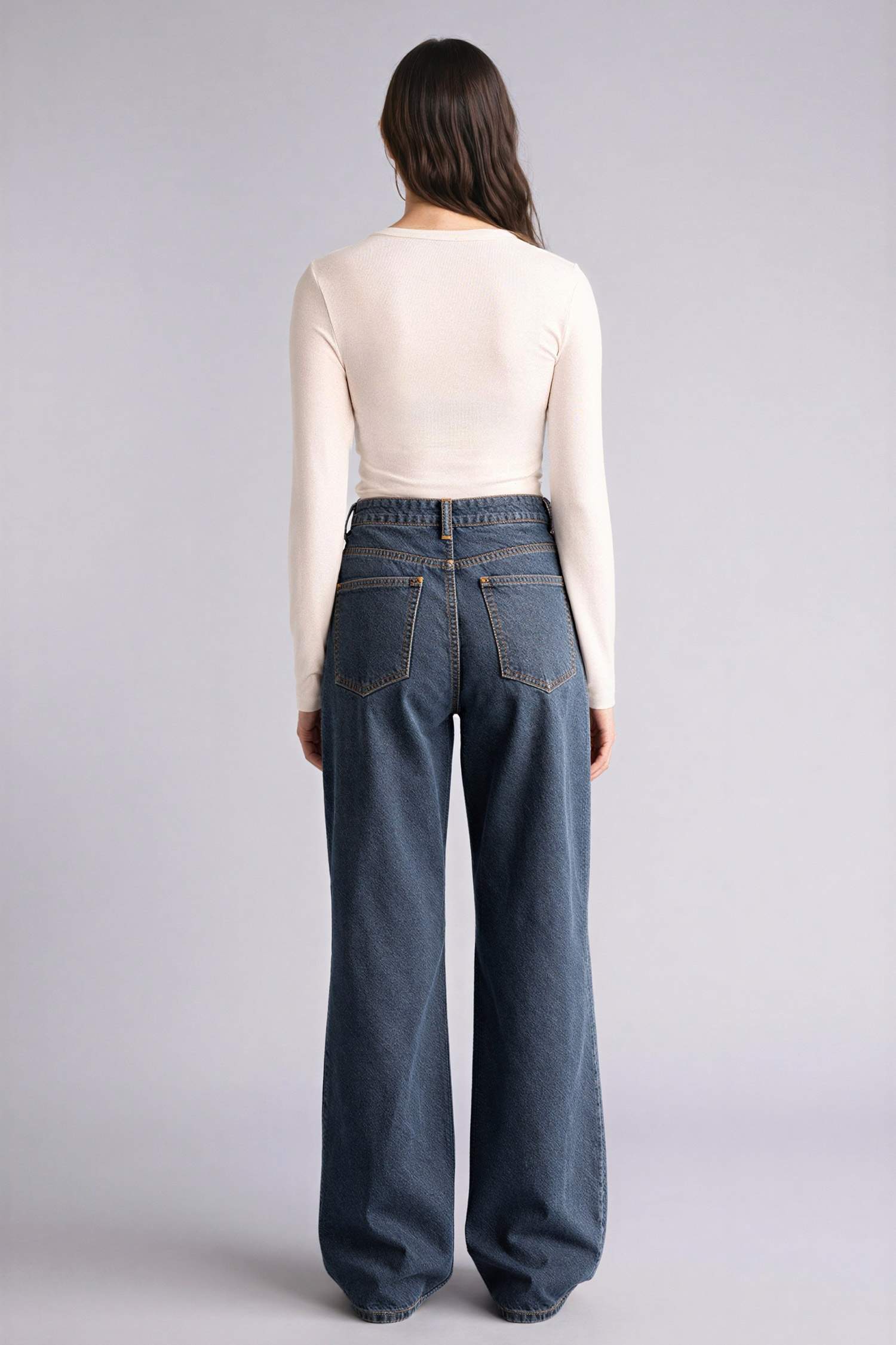 Длинные джинсы Straight Wide с высокой талией и эффектом варки