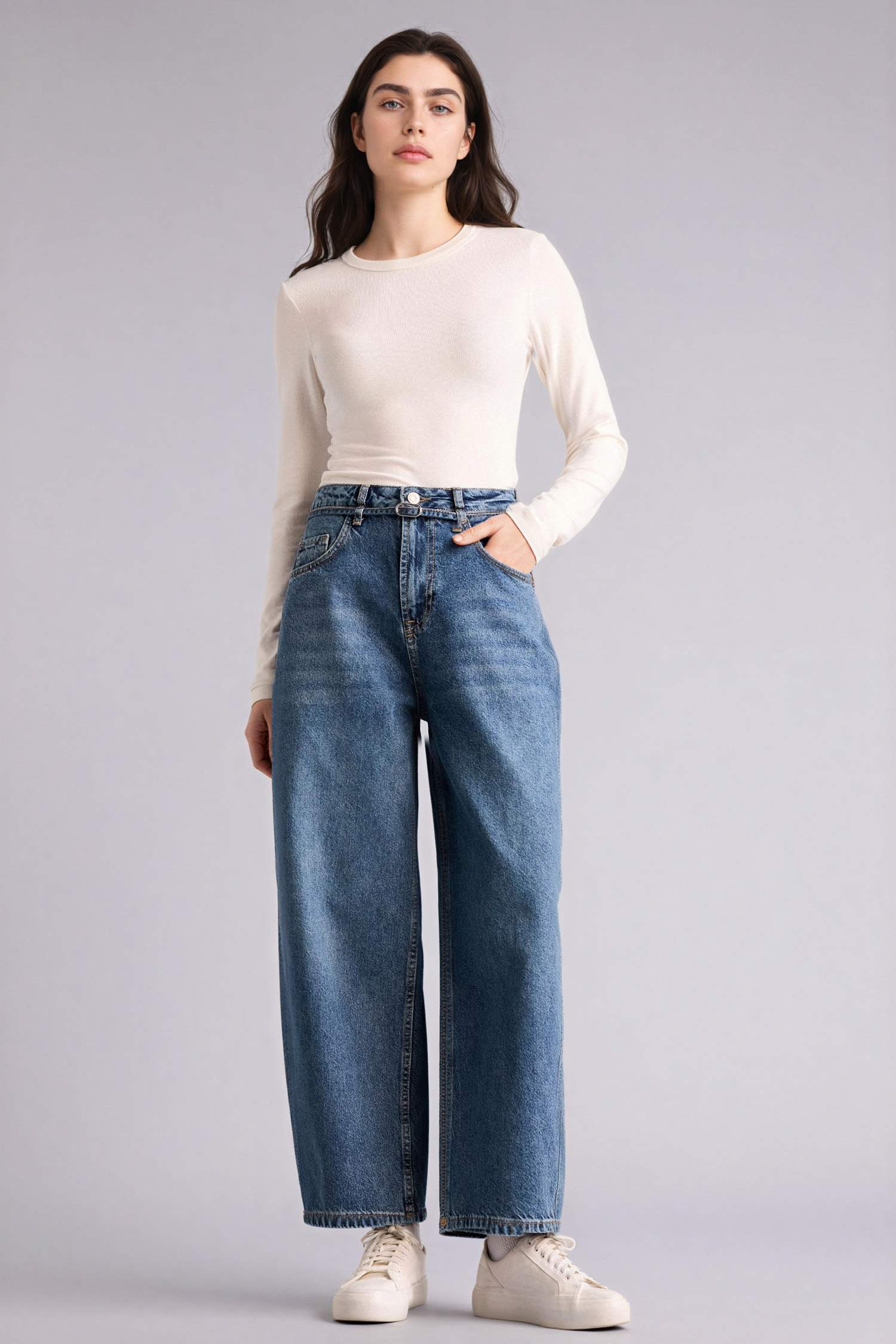 Укороченные джинсы Barrel Fit со средней посадкой и эффектом варки