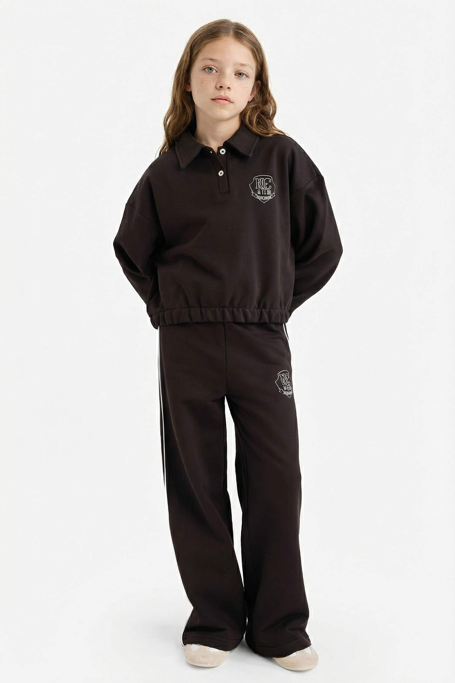 Kız Çocuk 2'li Takım Baskılı Sweatshirt Eşofman Altı