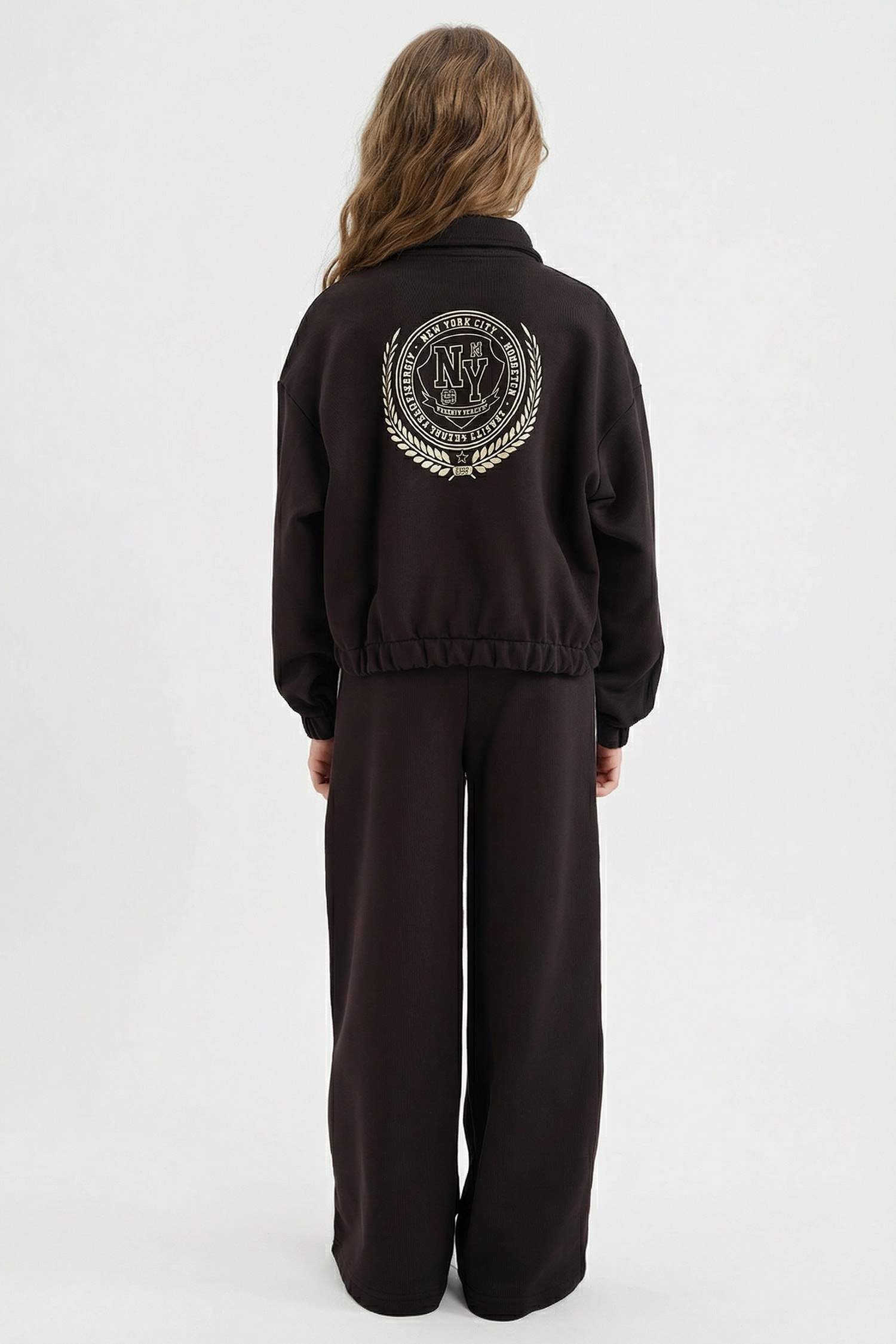 Kız Çocuk 2'li Takım Baskılı Sweatshirt Eşofman Altı