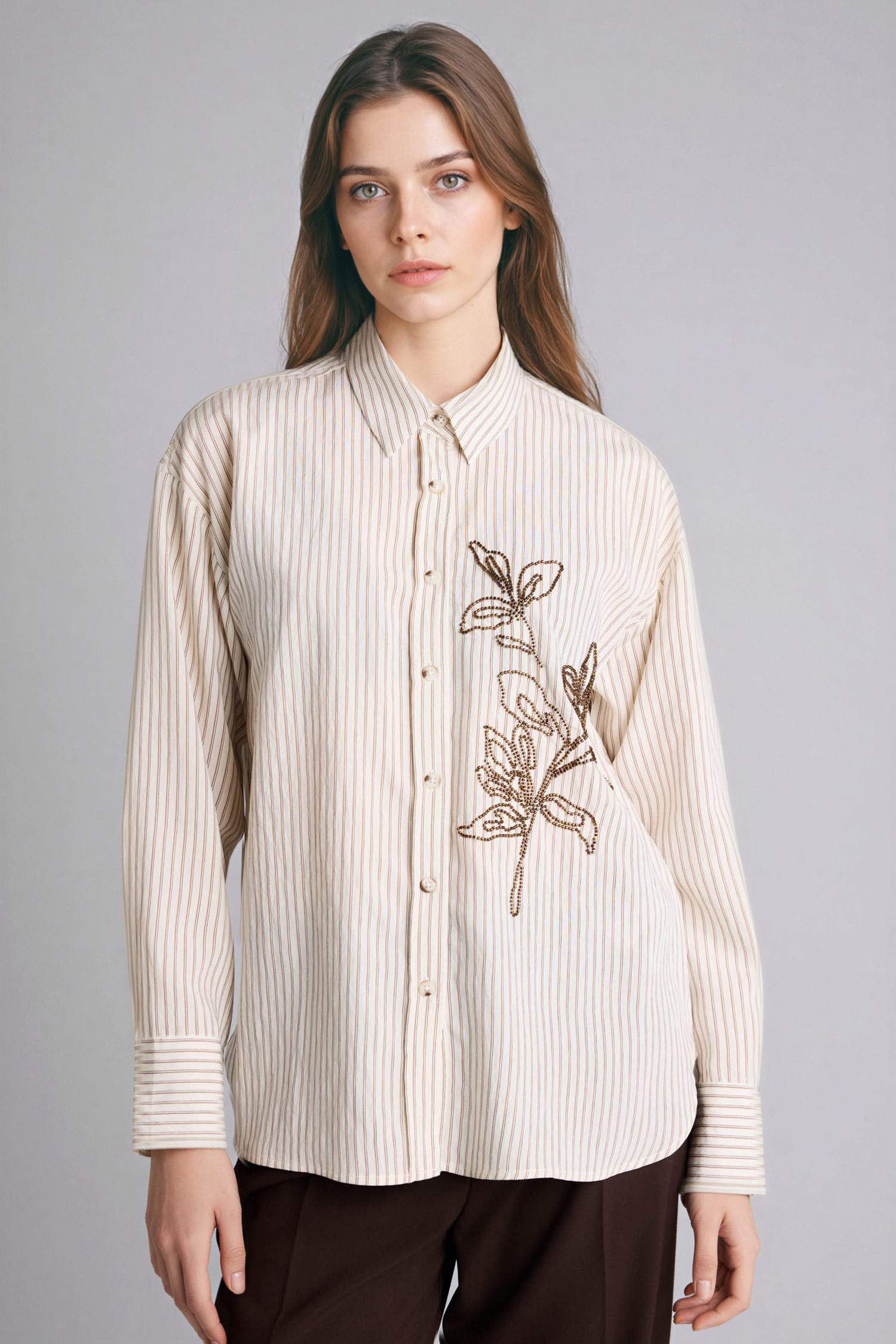 Relax Fıt Gömlek Yaka Uzun Kollu Gömlek