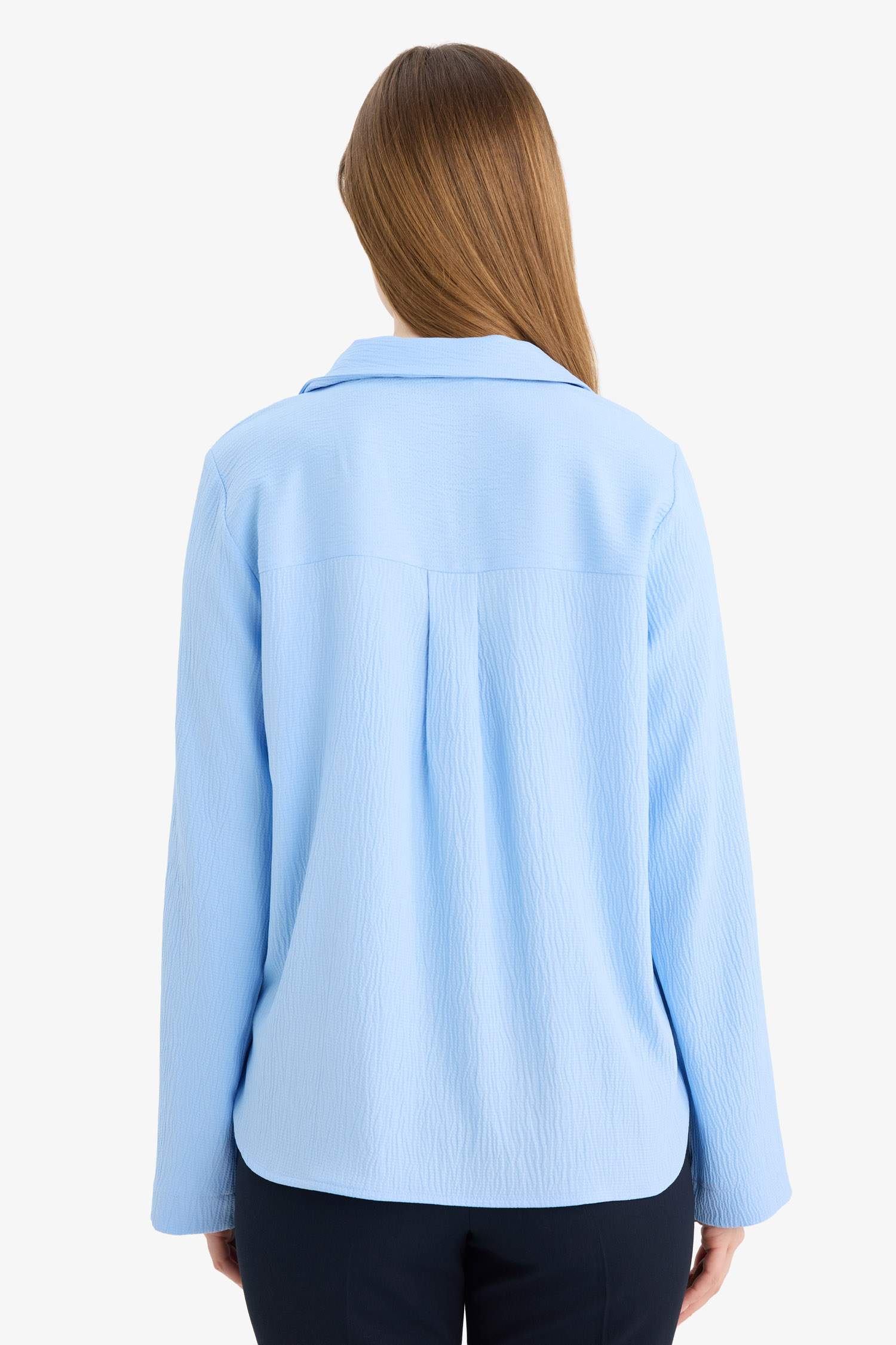 بلوزة ردن طويل قصة مريحة منسوج