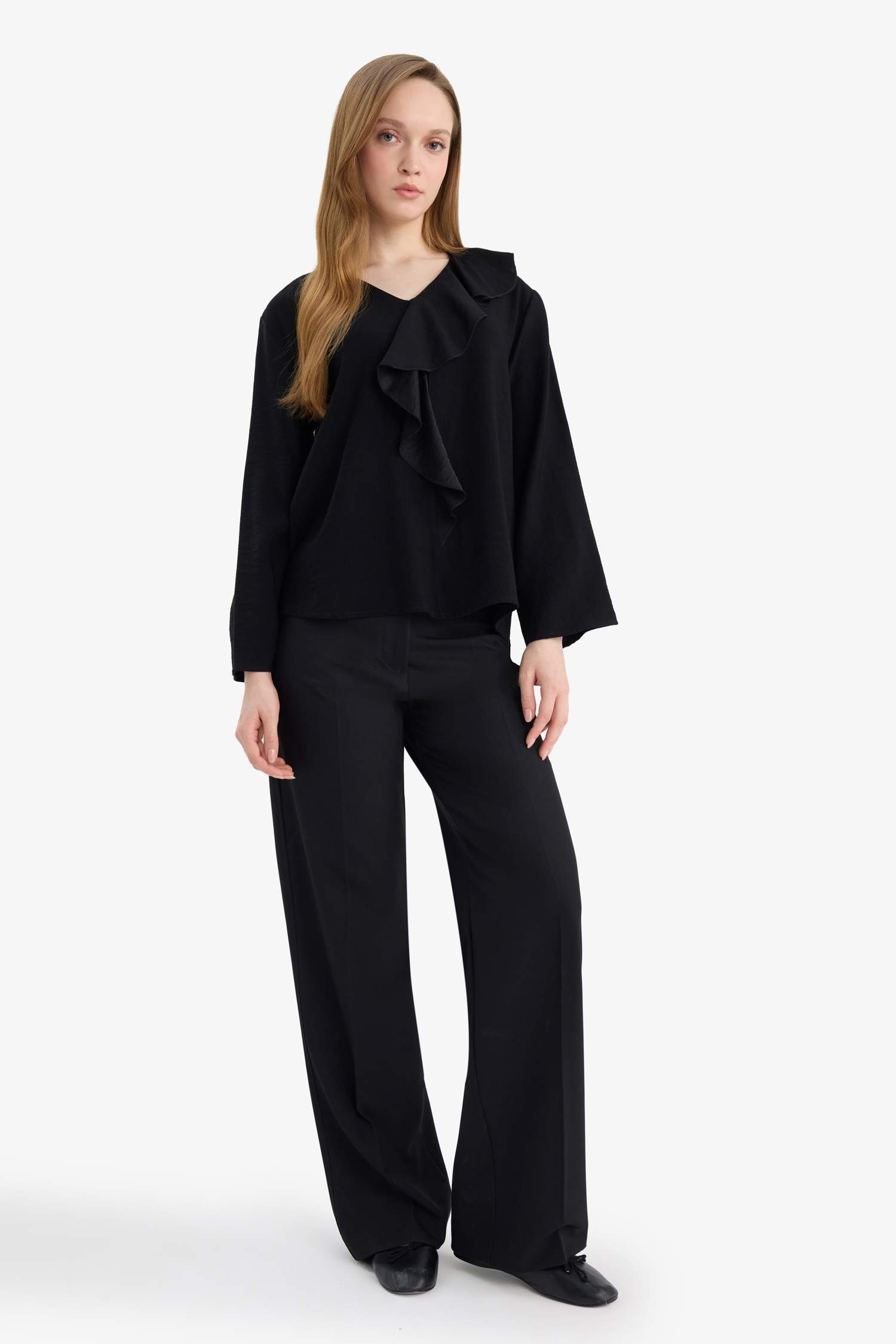 Relax Fıt Krinkıl Kumaş Volanlı Bluz