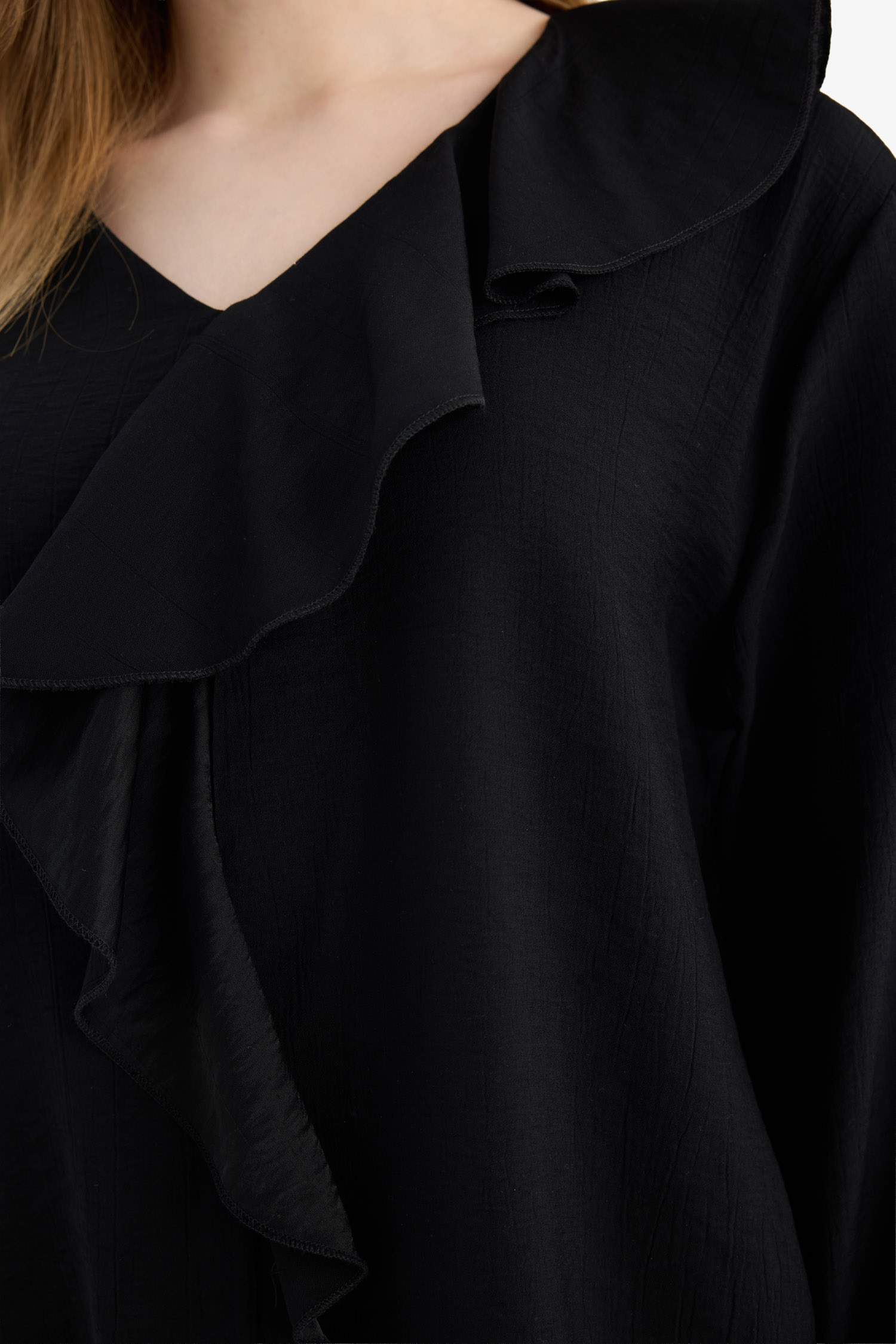 Relax Fıt Krinkıl Kumaş Volanlı Bluz