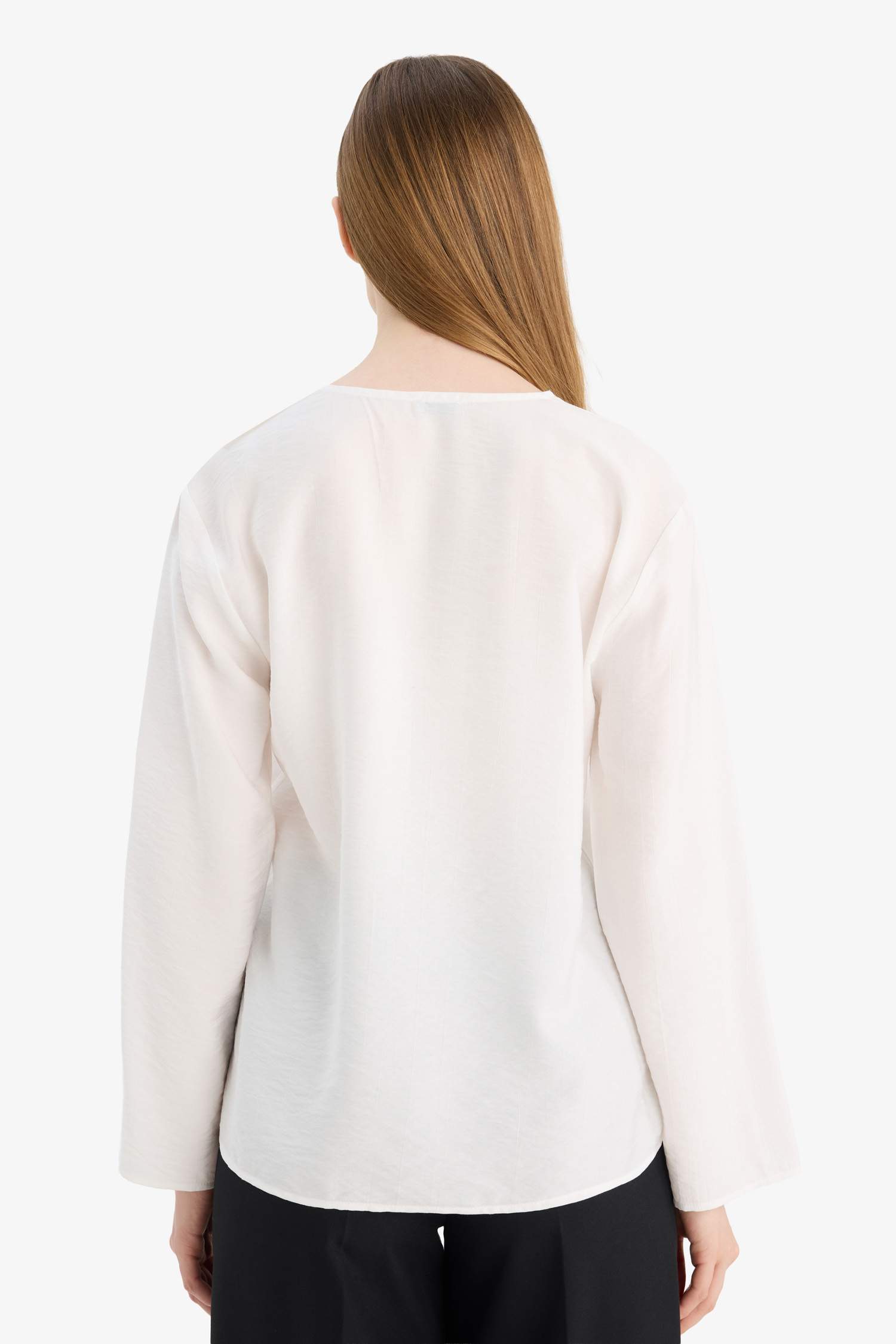 Relax Fit Krinkıl Kumaş Volanlı Bluz