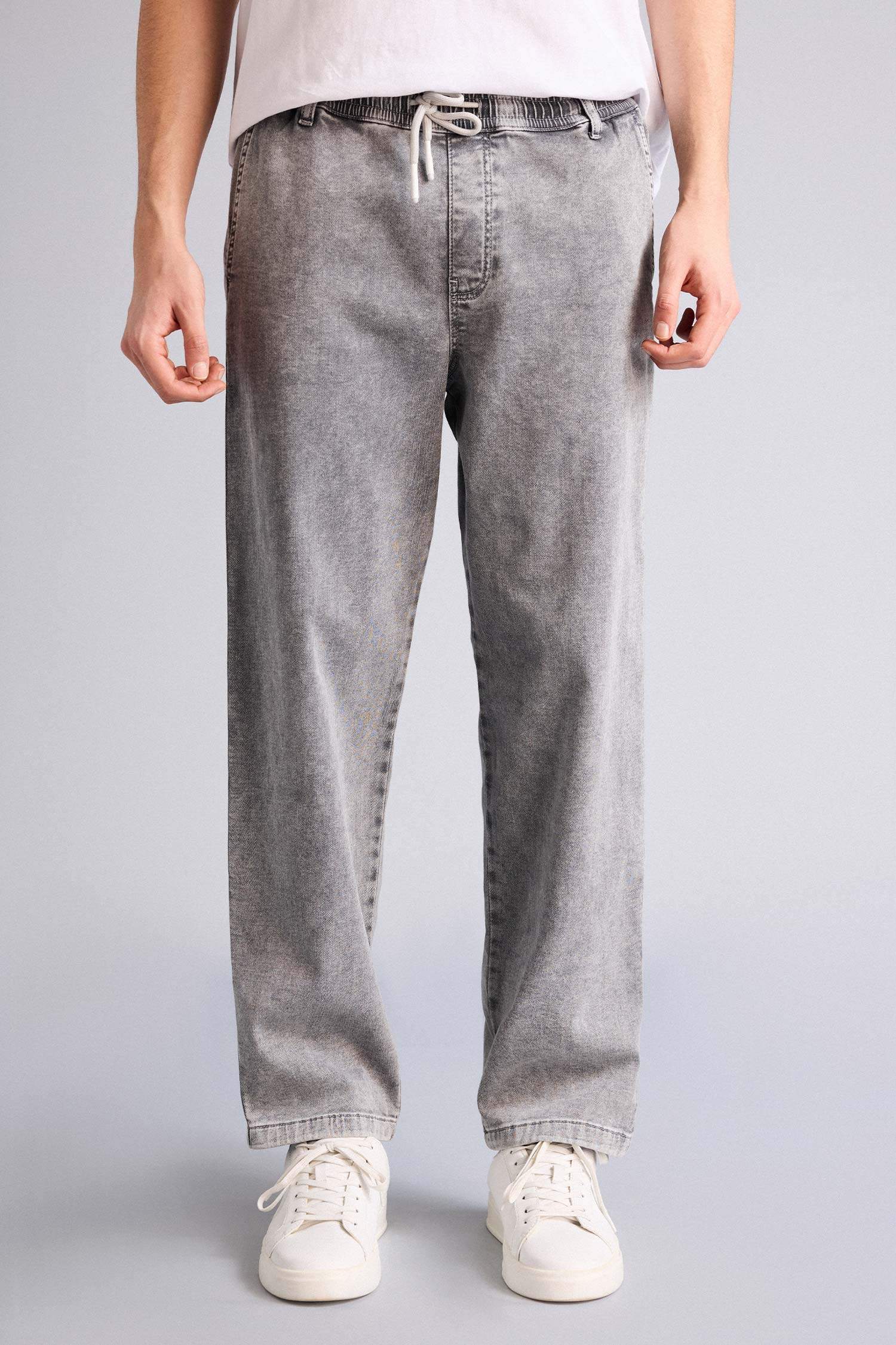 Yumuşak Dokulu Wide Leg Jean Pantolon