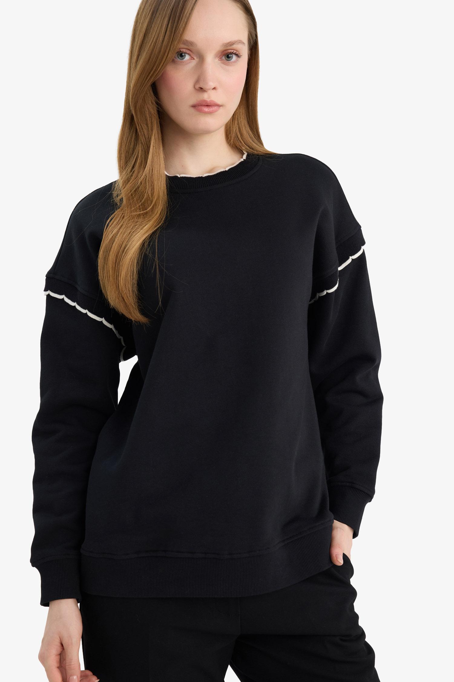 DeFacto %100 Pamuk Regular Fıt Sweatshirt Tunik görsel 2