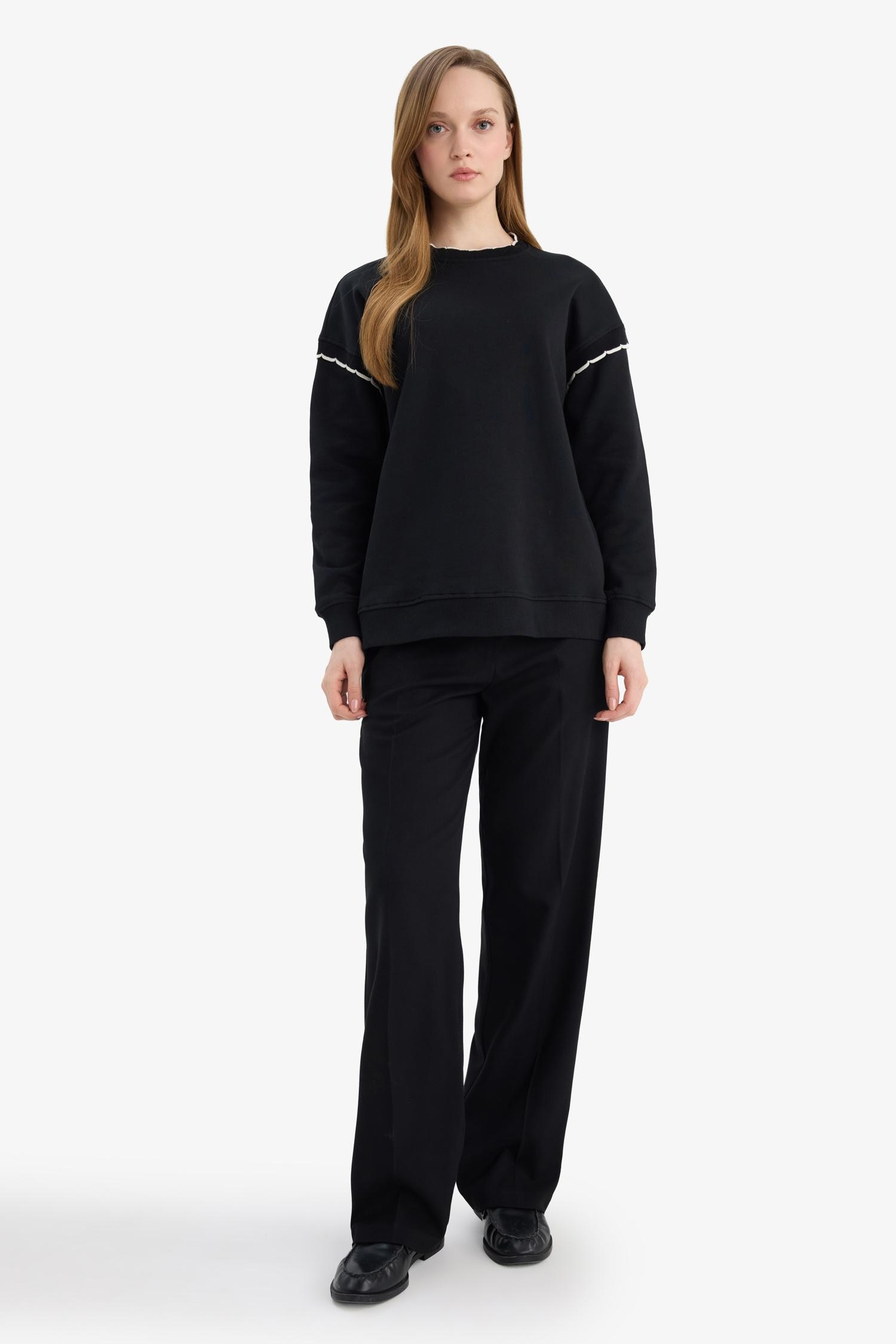 DeFacto %100 Pamuk Regular Fıt Sweatshirt Tunik görsel 3