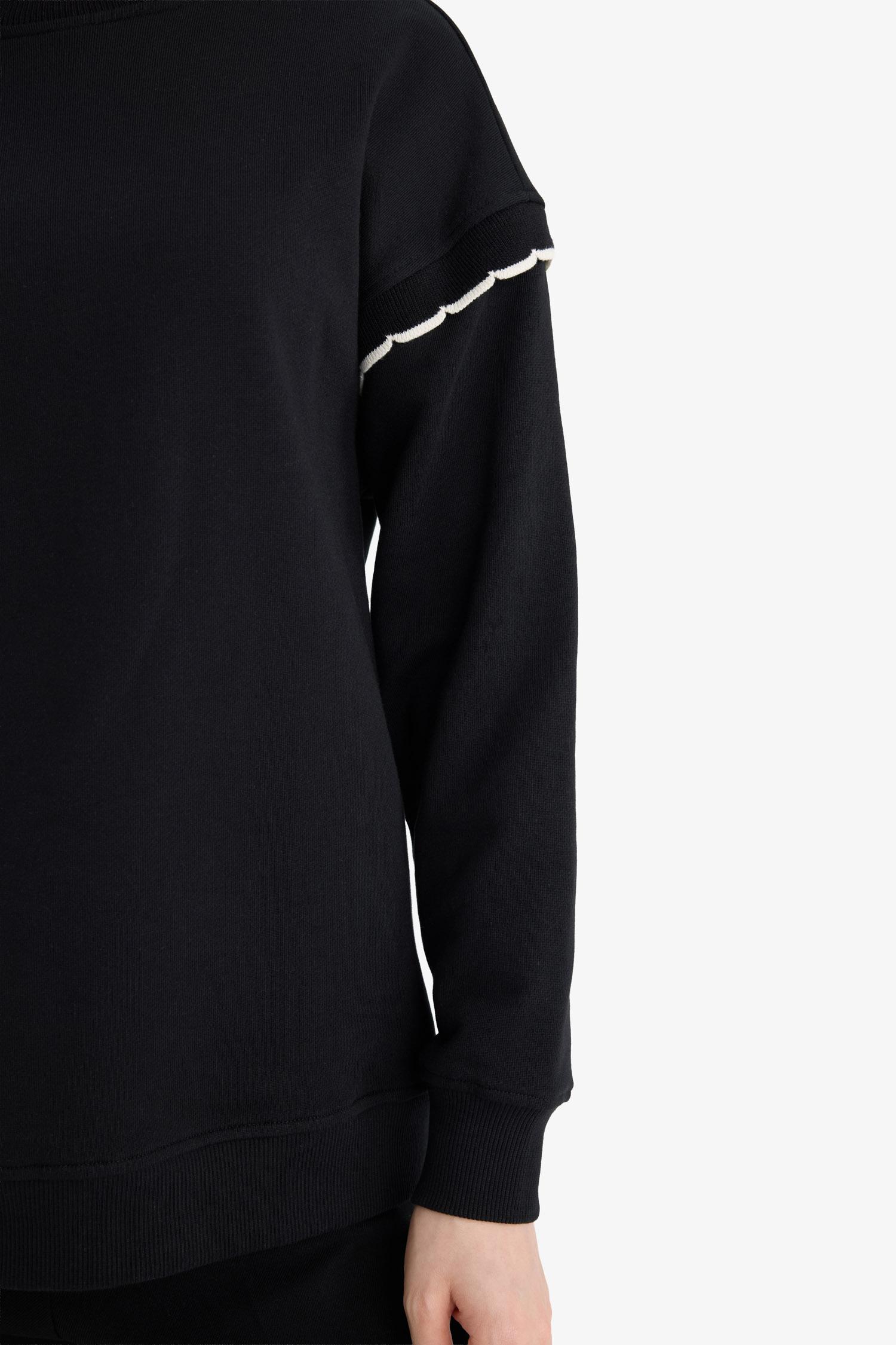 DeFacto %100 Pamuk Regular Fıt Sweatshirt Tunik görsel 5