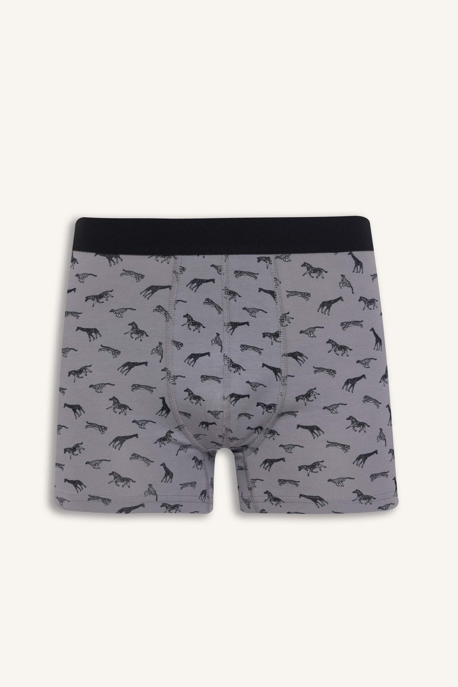 Regular Fıt Hayvan Baskılı 3'lü Boxer