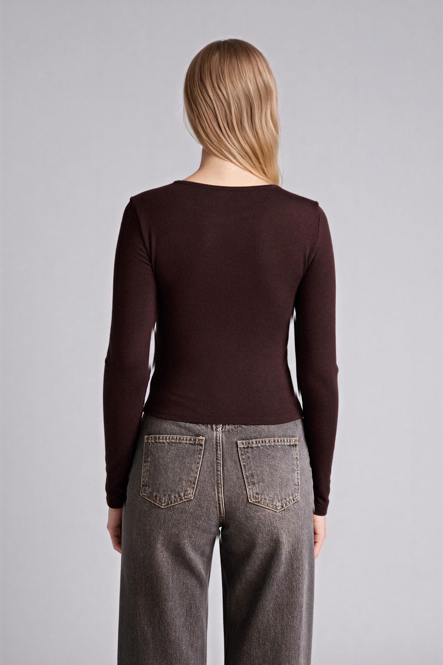 DeFacto Fitted Bisiklet Yaka Crop Basic Hırka görsel 4