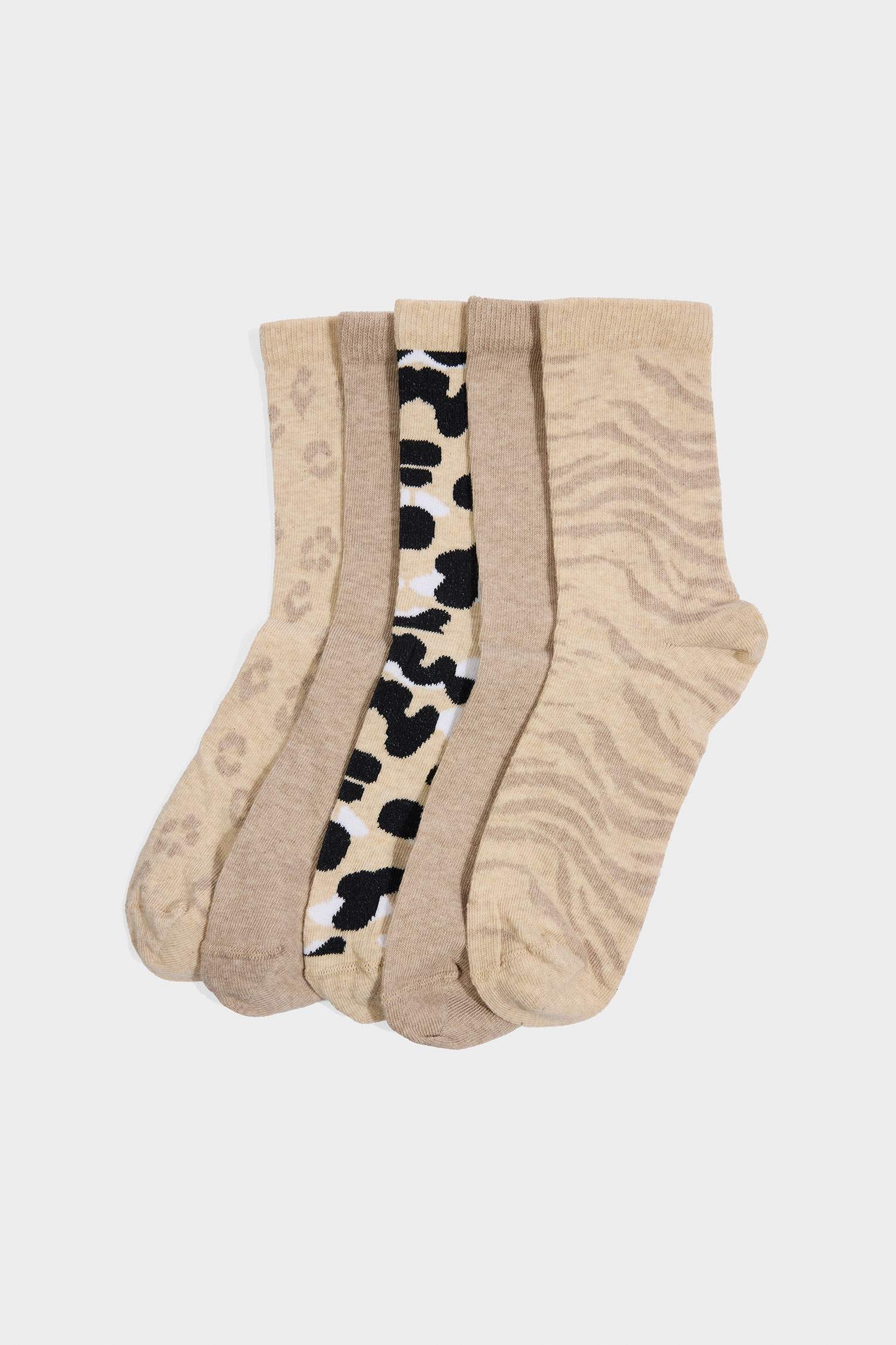 Kadın Desenli 5'li Pamuklu Uzun Çorap