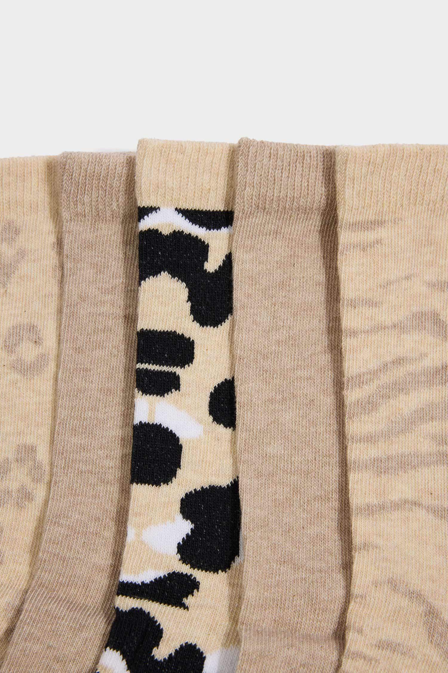 Kadın Desenli 5'li Pamuklu Uzun Çorap