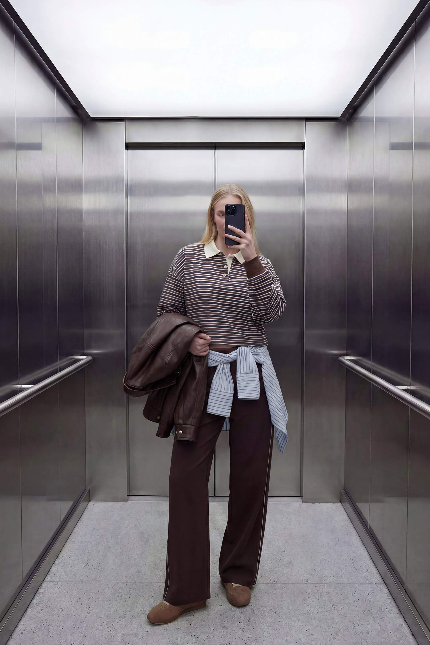 Loose Fıt Çizgili Sweatshirt