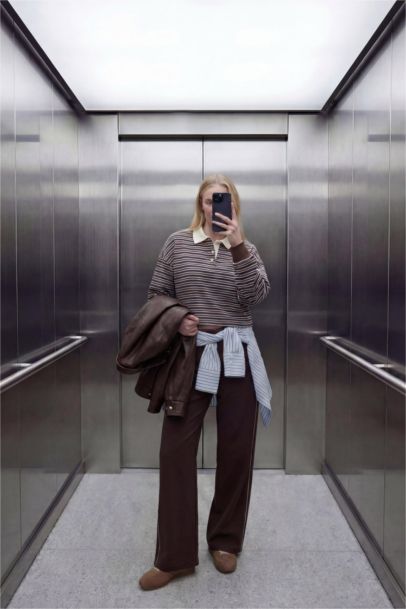 DeFacto %100 Pamuk Loose Fıt Çizgili Sweatshirt görsel 2