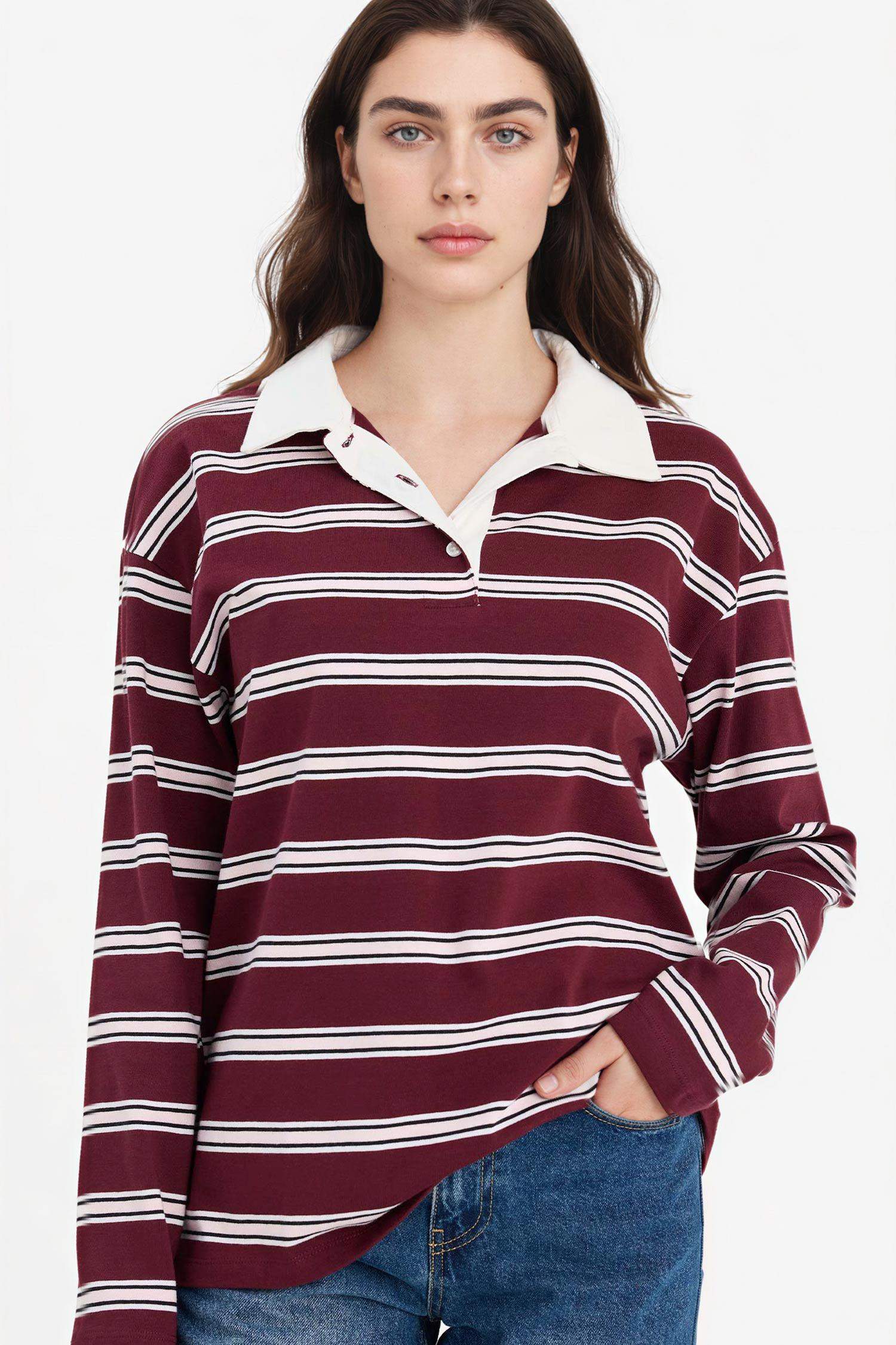 Loose Fıt Çizgili Sweatshirt