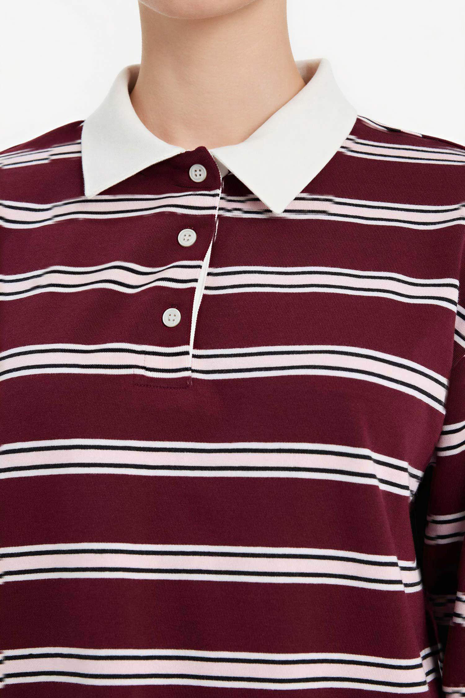 Loose Fıt Çizgili Sweatshirt