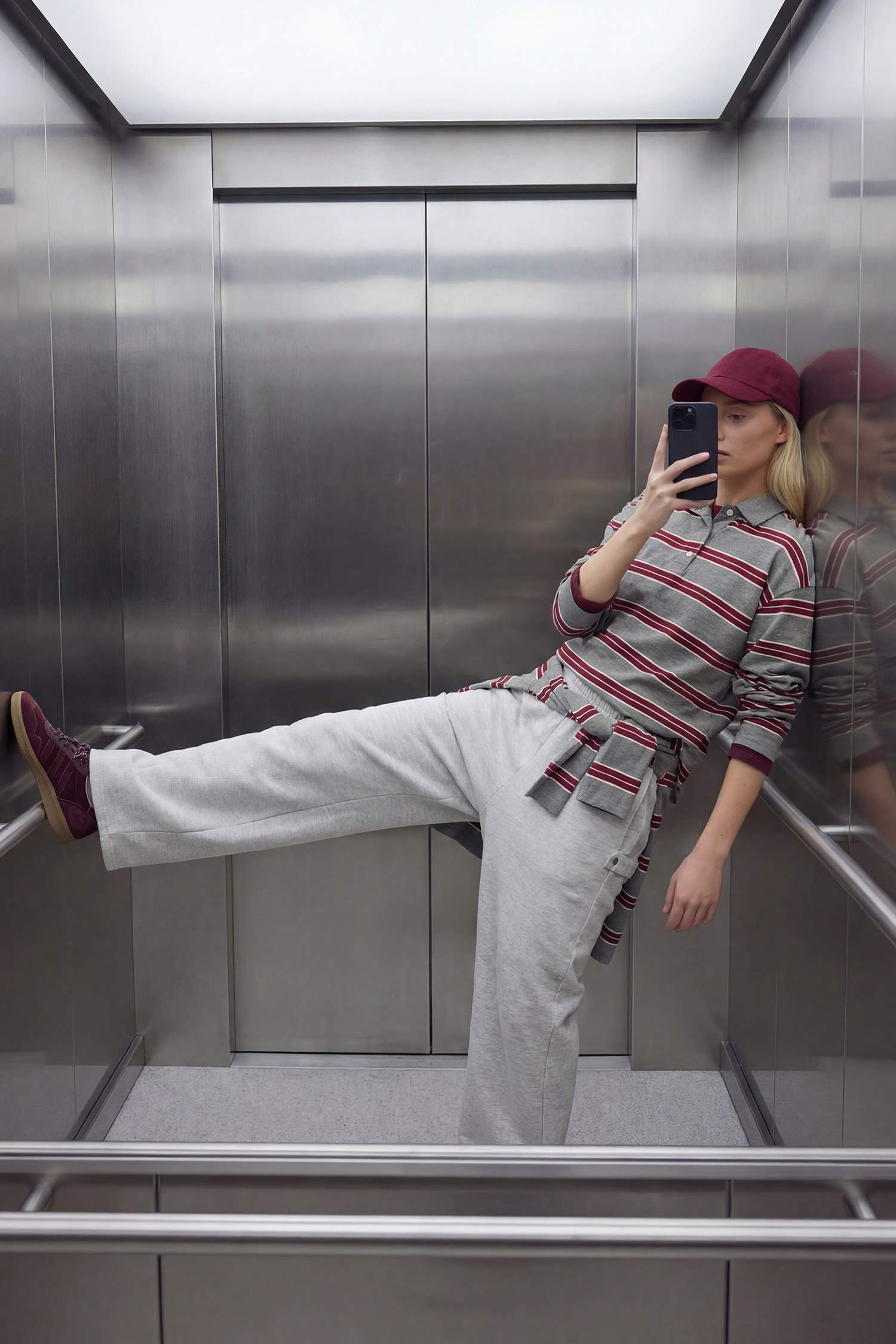 Loose Fıt Çizgili Sweatshirt