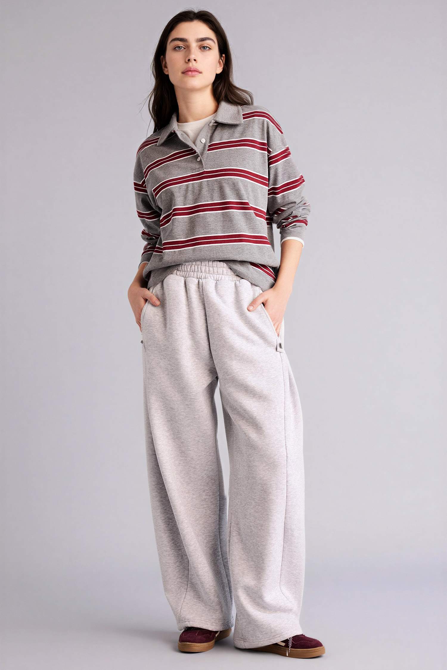 Loose Fıt Çizgili Sweatshirt