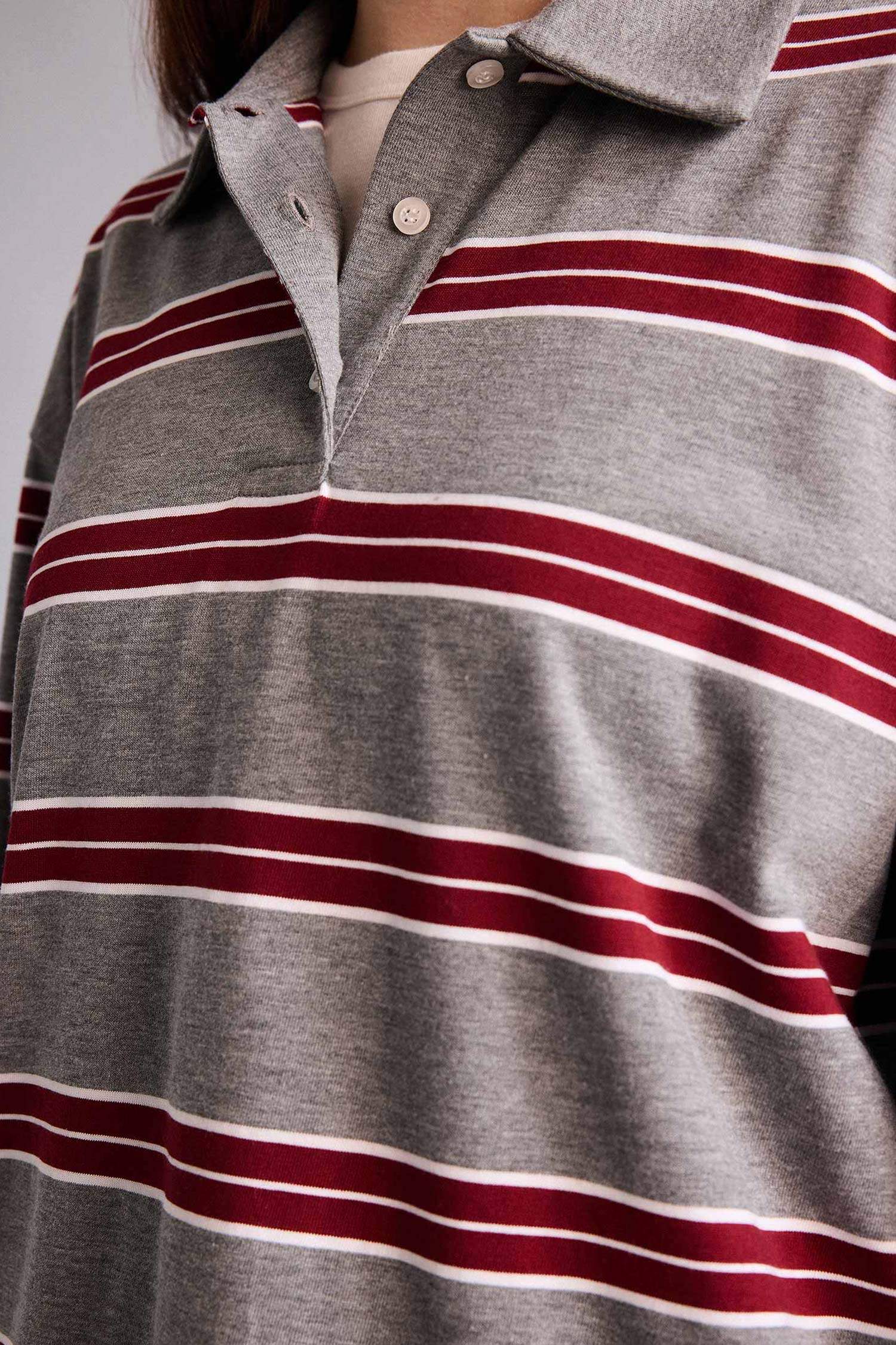 Loose Fıt Çizgili Sweatshirt