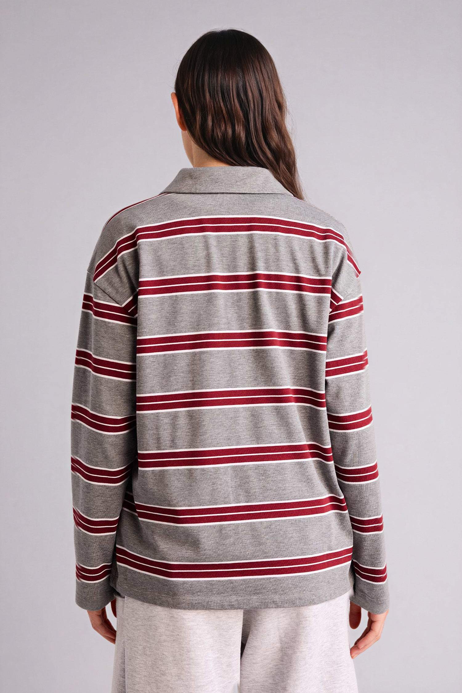 Loose Fıt Çizgili Sweatshirt