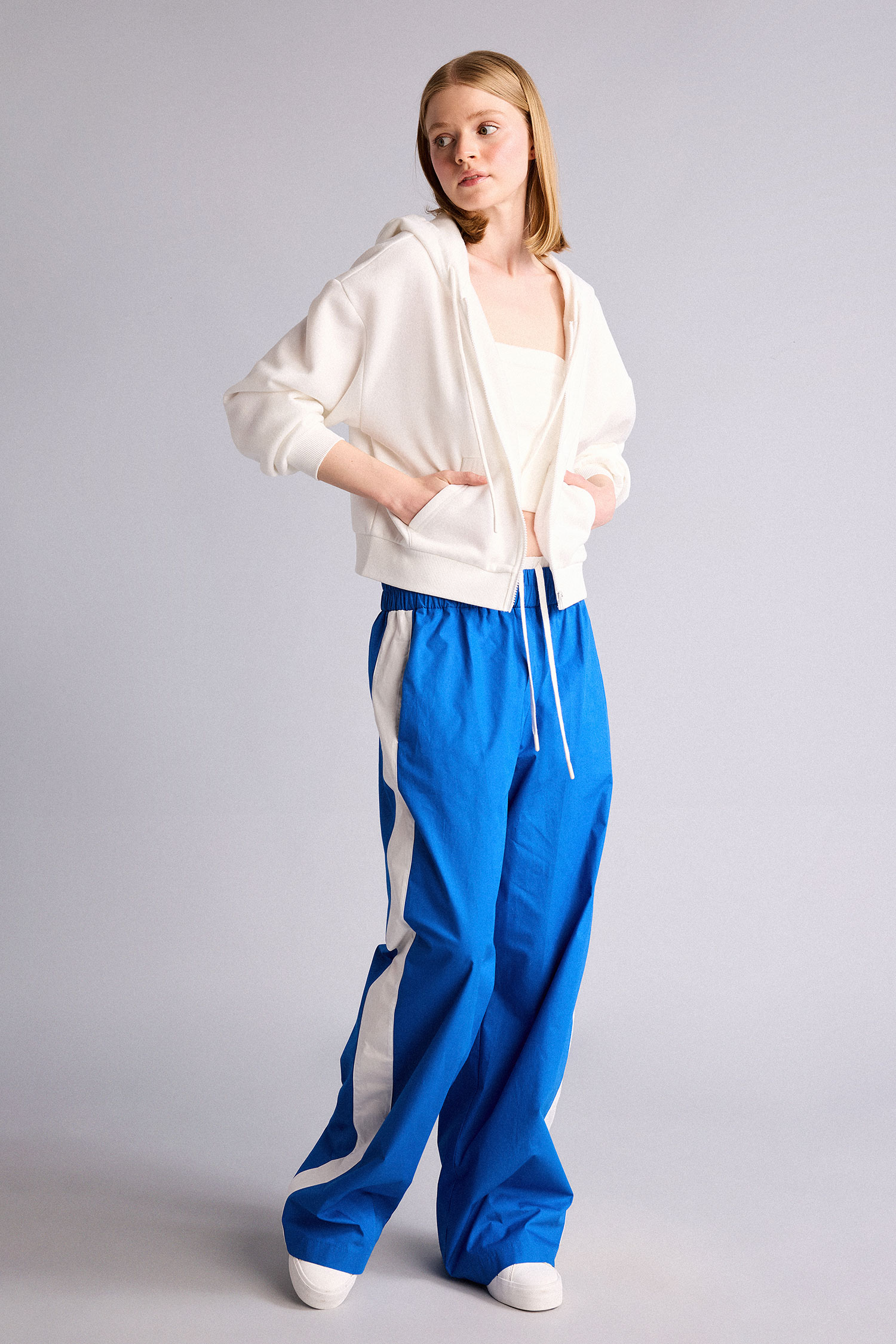 DeFacto %100 Pamuk Wide Leg Normal Bel Pantolon görsel 2