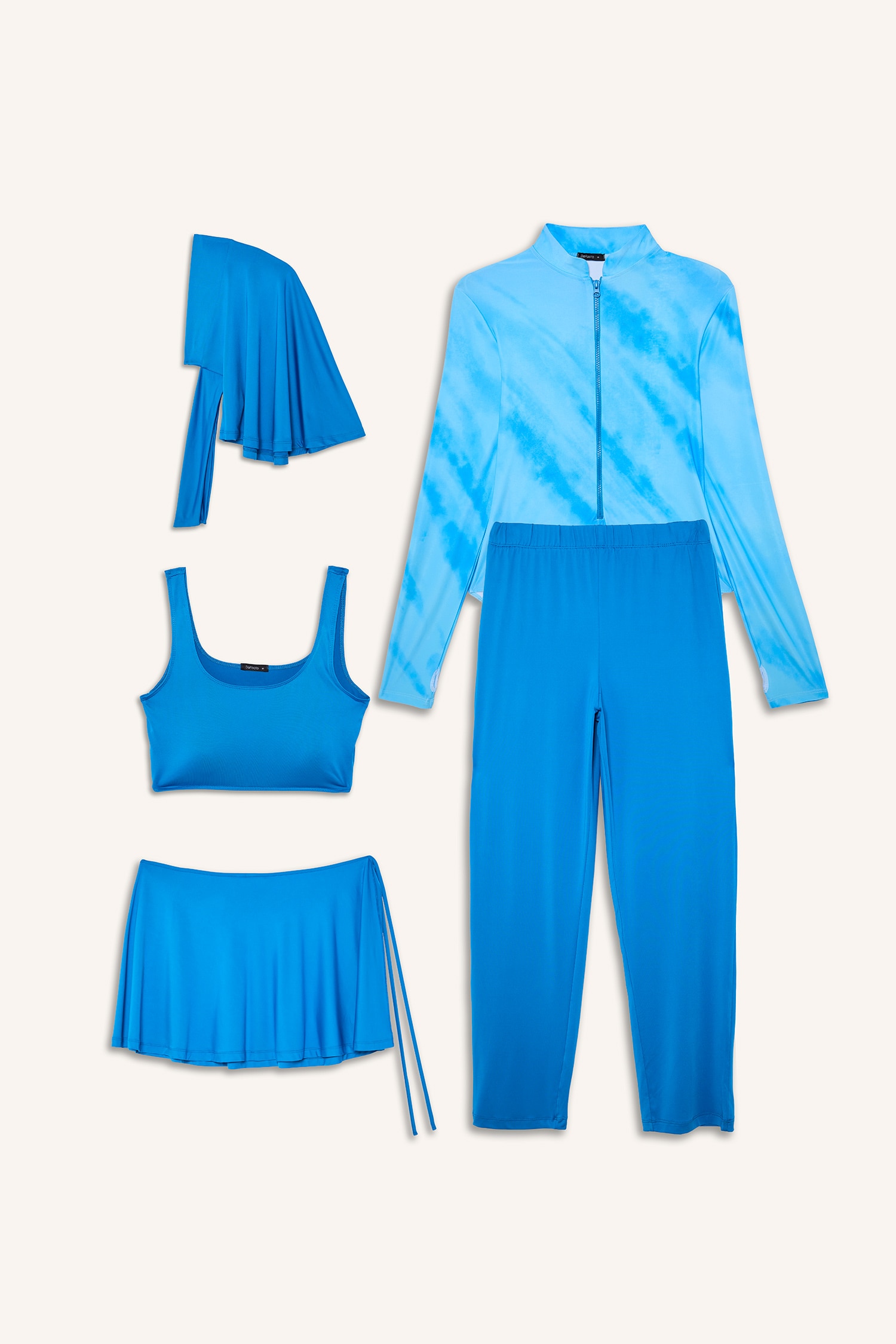 DeFacto Regular Fit Desenli 5'Li Burkini Mayo